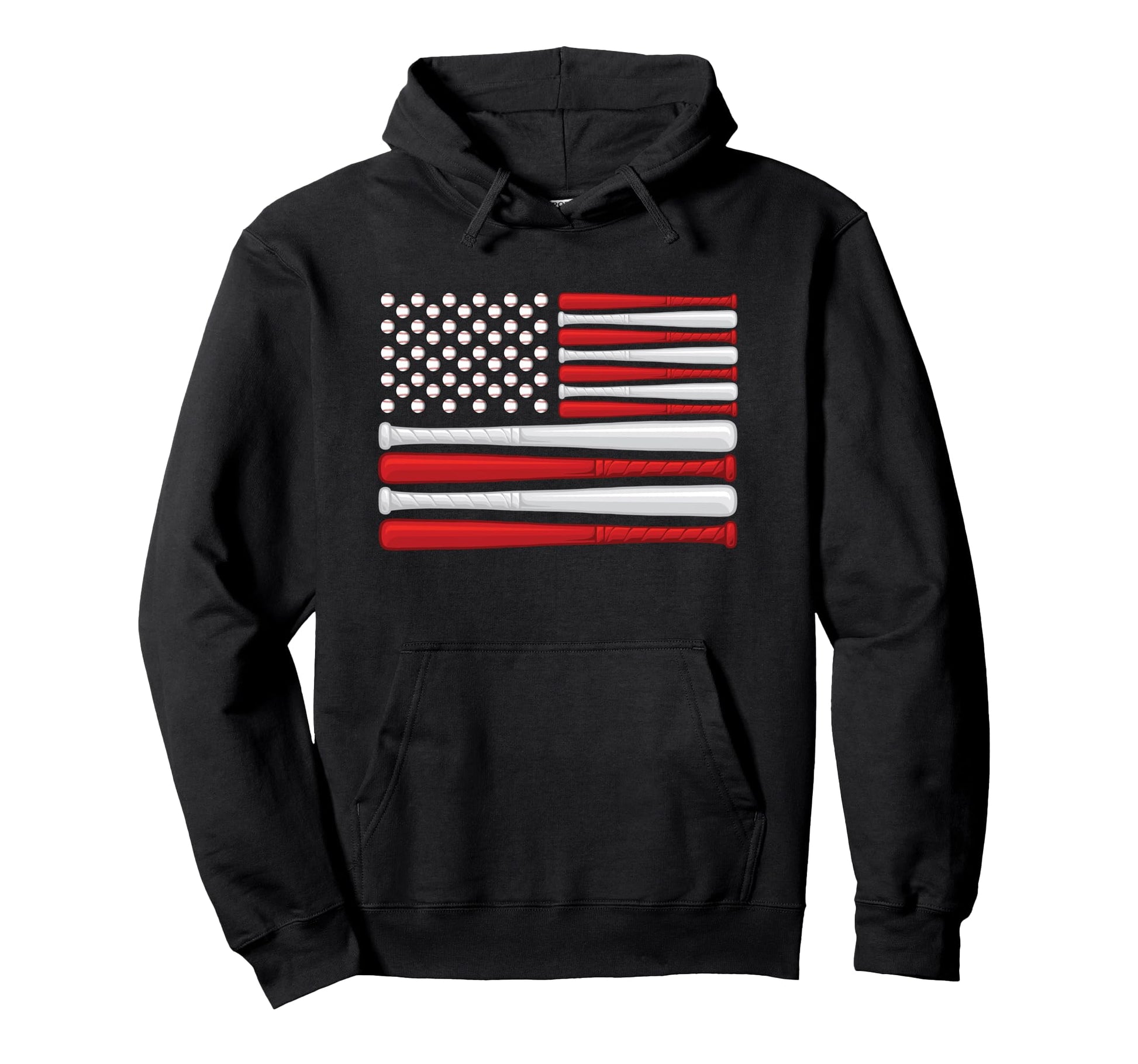 American Baseball Flag Baseball Flag Hoodie - Novelty Apparel for Adults - T-Shirt, Sweatshirt, Hoodie