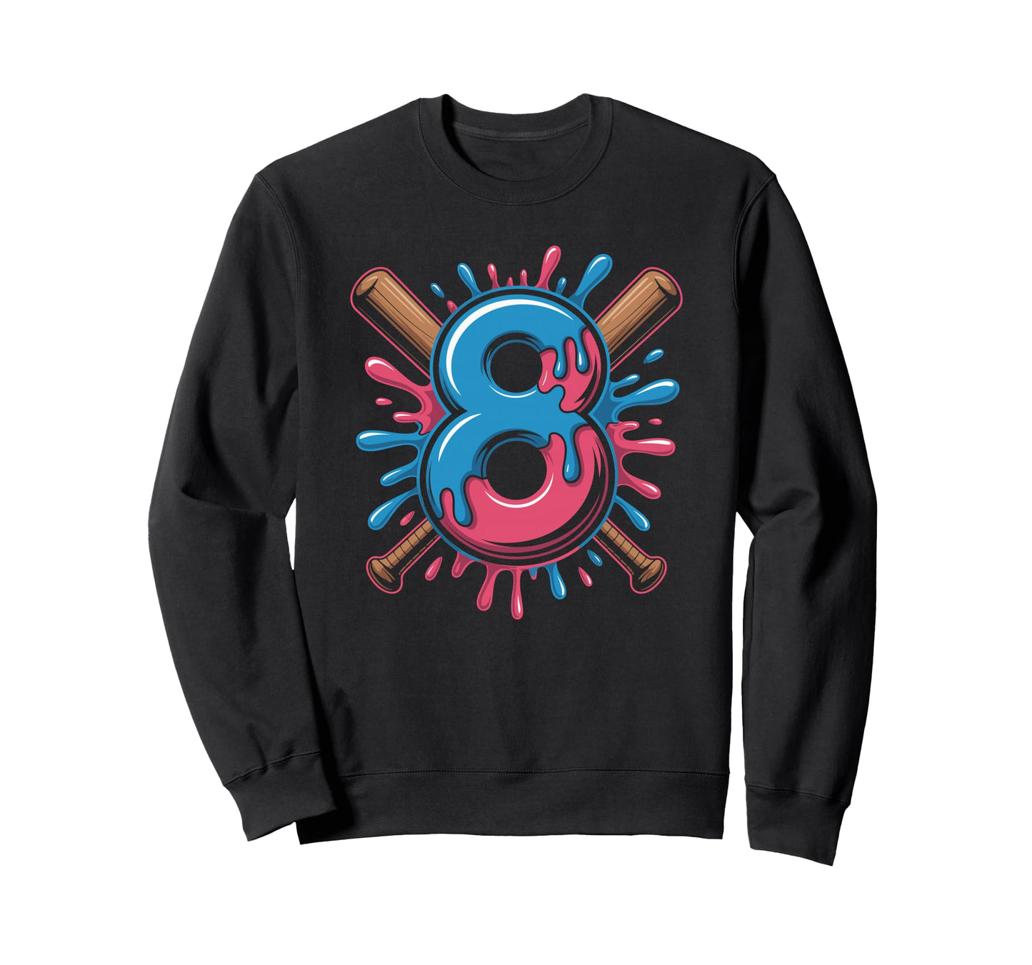 Baseball Birthday Eight Year Old Sweatshirt - Trendy Graphic Unisex - T-Shirt, Sweatshirt, Hoodie