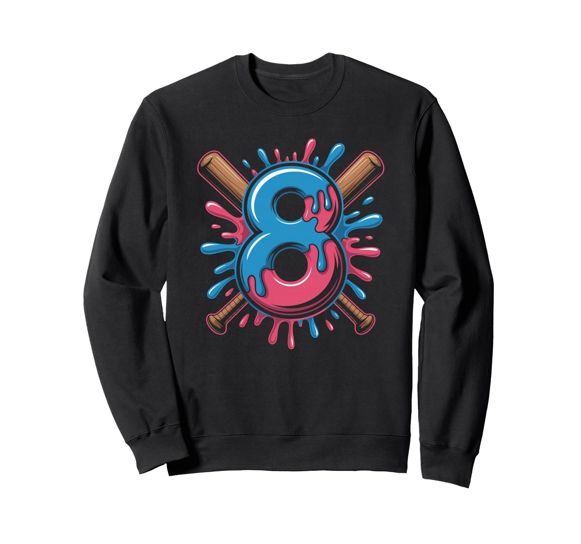 Baseball Birthday Eight Year Old Sweatshirt - Trendy Graphic Unisex - T-Shirt, Sweatshirt, Hoodie