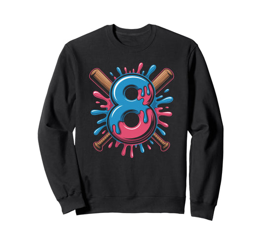 Baseball Birthday Eight Year Old Sweatshirt - Trendy Graphic Unisex - T-Shirt, Sweatshirt, Hoodie