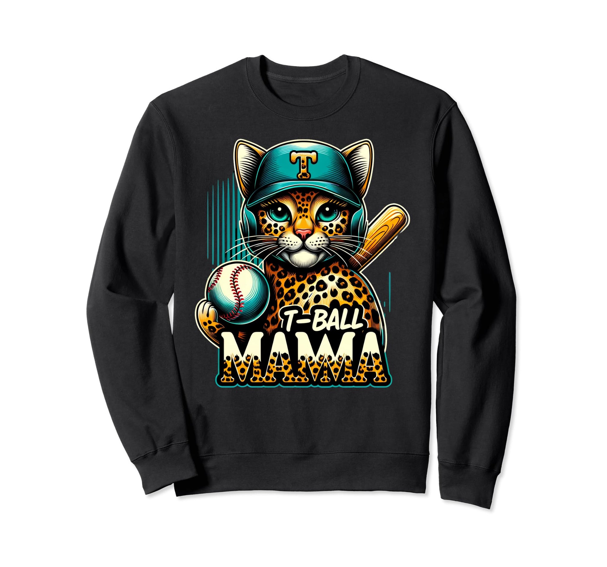 Teeball Mom Leopard T Ball Mom Sweatshirt - Fun Novelty Design Unisex - T-Shirt, Sweatshirt, Hoodie