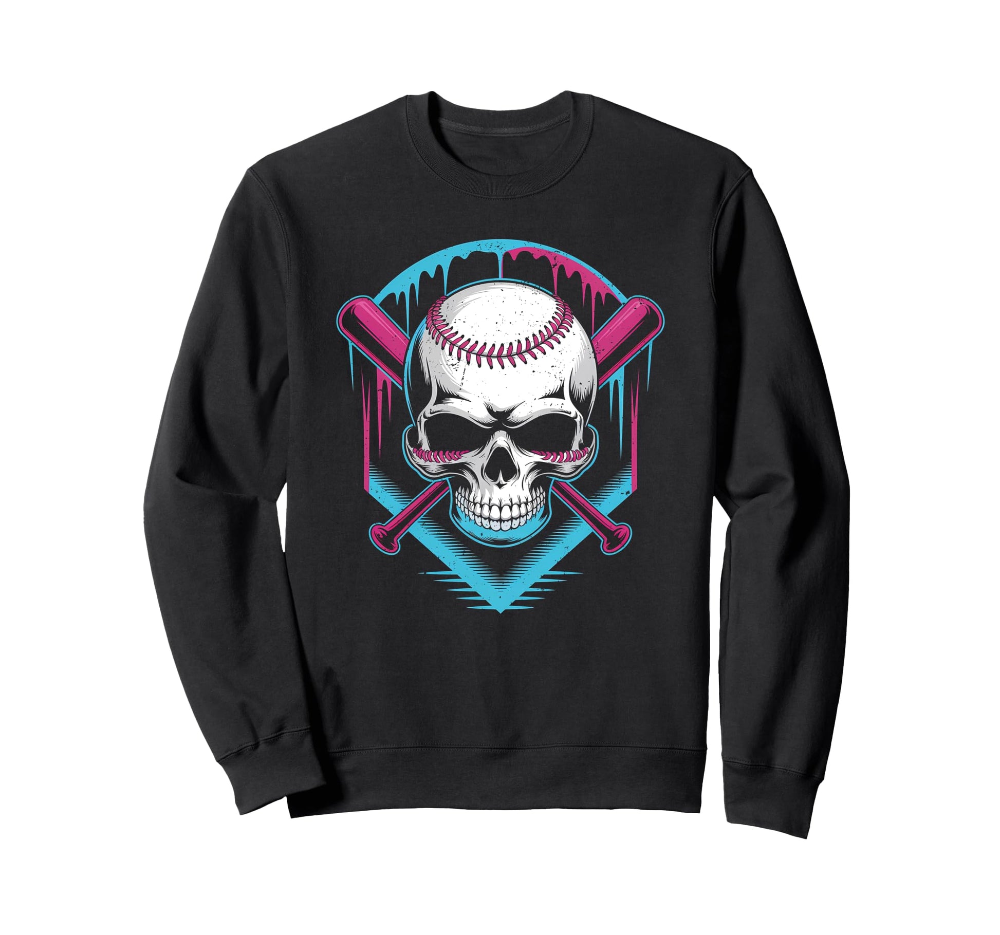 Respect Drip Baseball Skull Crossed Bats Sweatshirt - Graphic Print Unisex - T-Shirt, Sweatshirt, Hoodie
