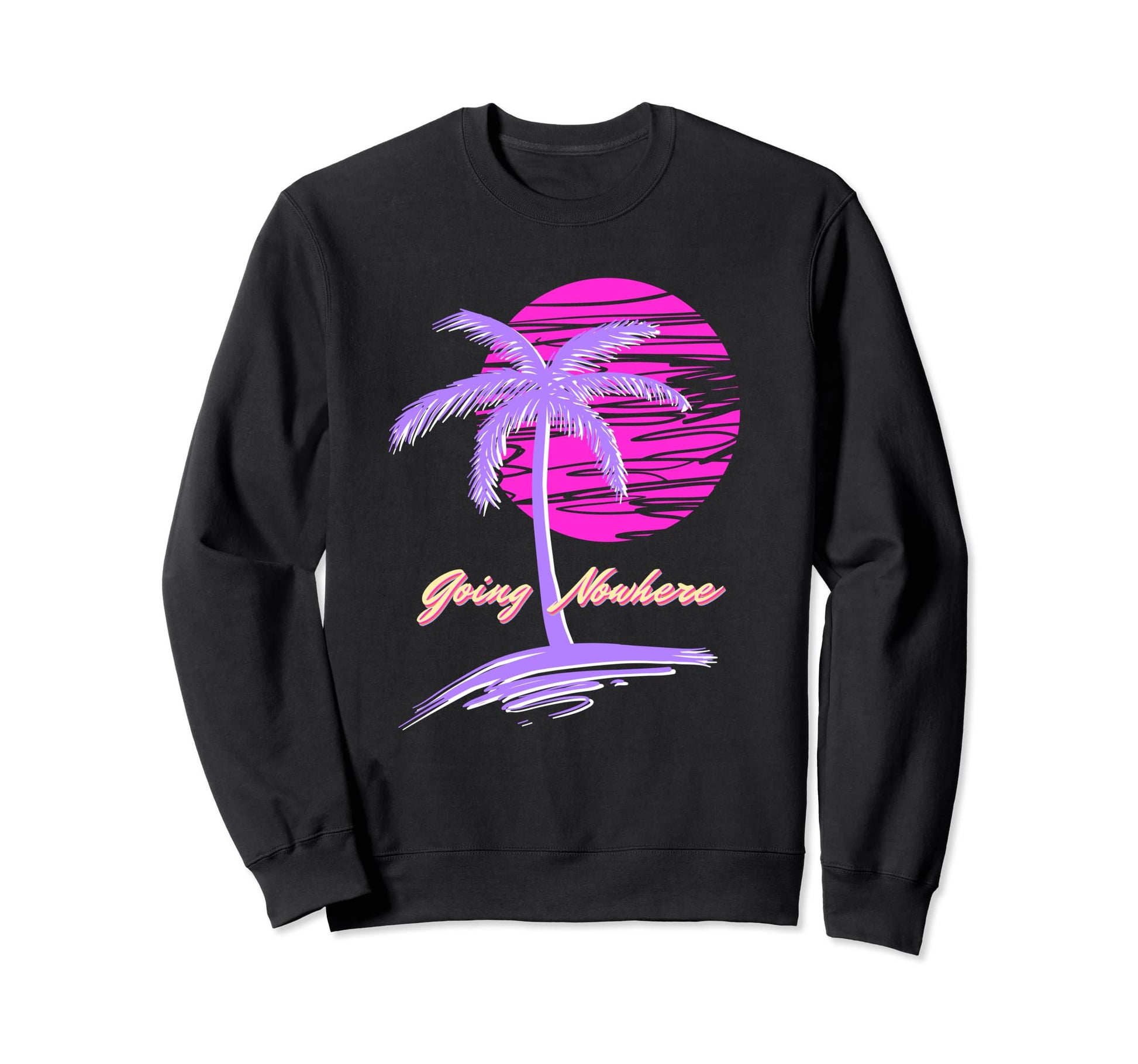 Synthwave 80S Synth Beach Nowhere Sweatshirt - Graphic Print for Adults - T-Shirt, Sweatshirt, Hoodie