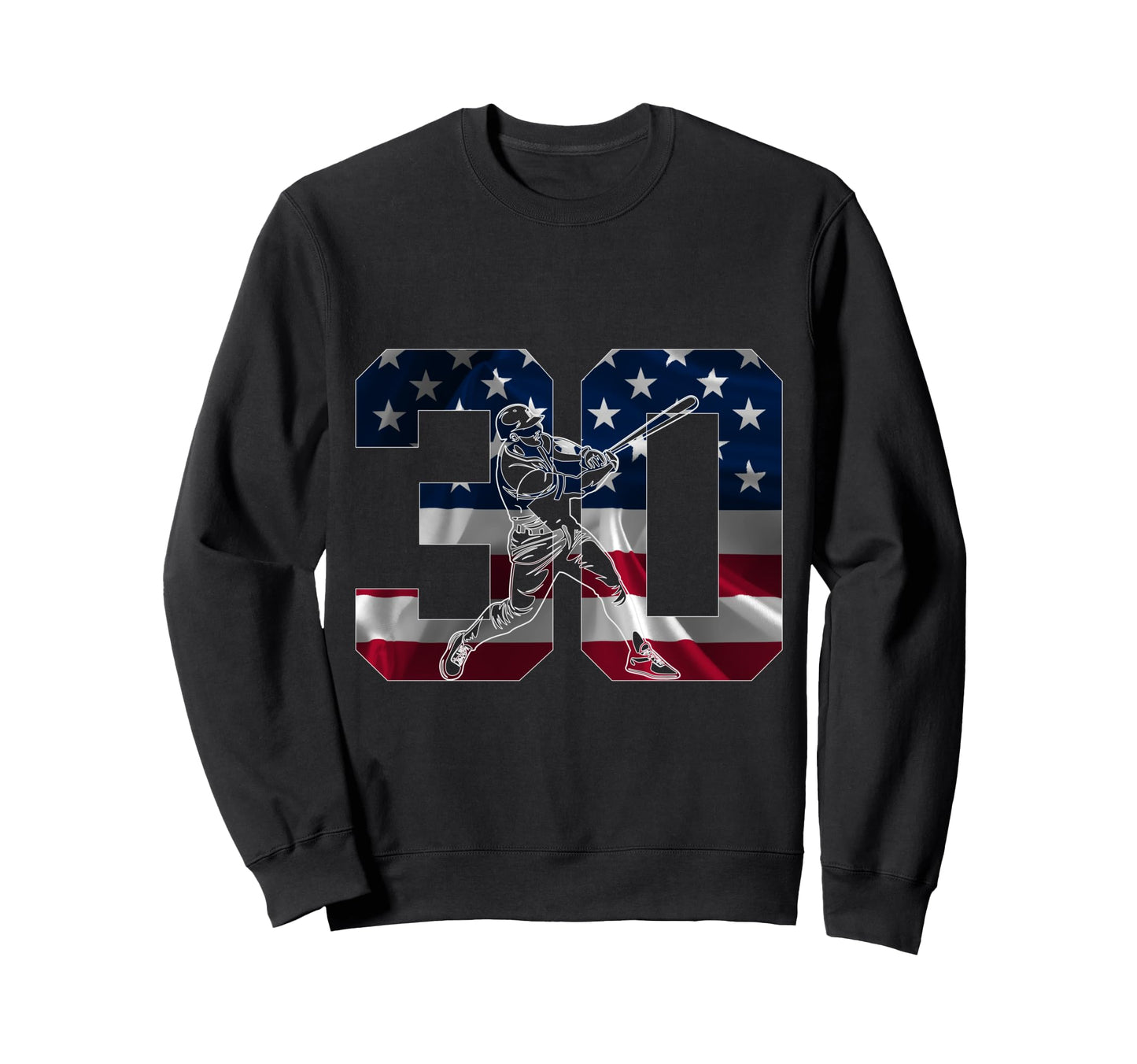 Number 30 Years Baseball 30Th Sweatshirt - Custom Art Print Men Women - T-Shirt, Sweatshirt, Hoodie