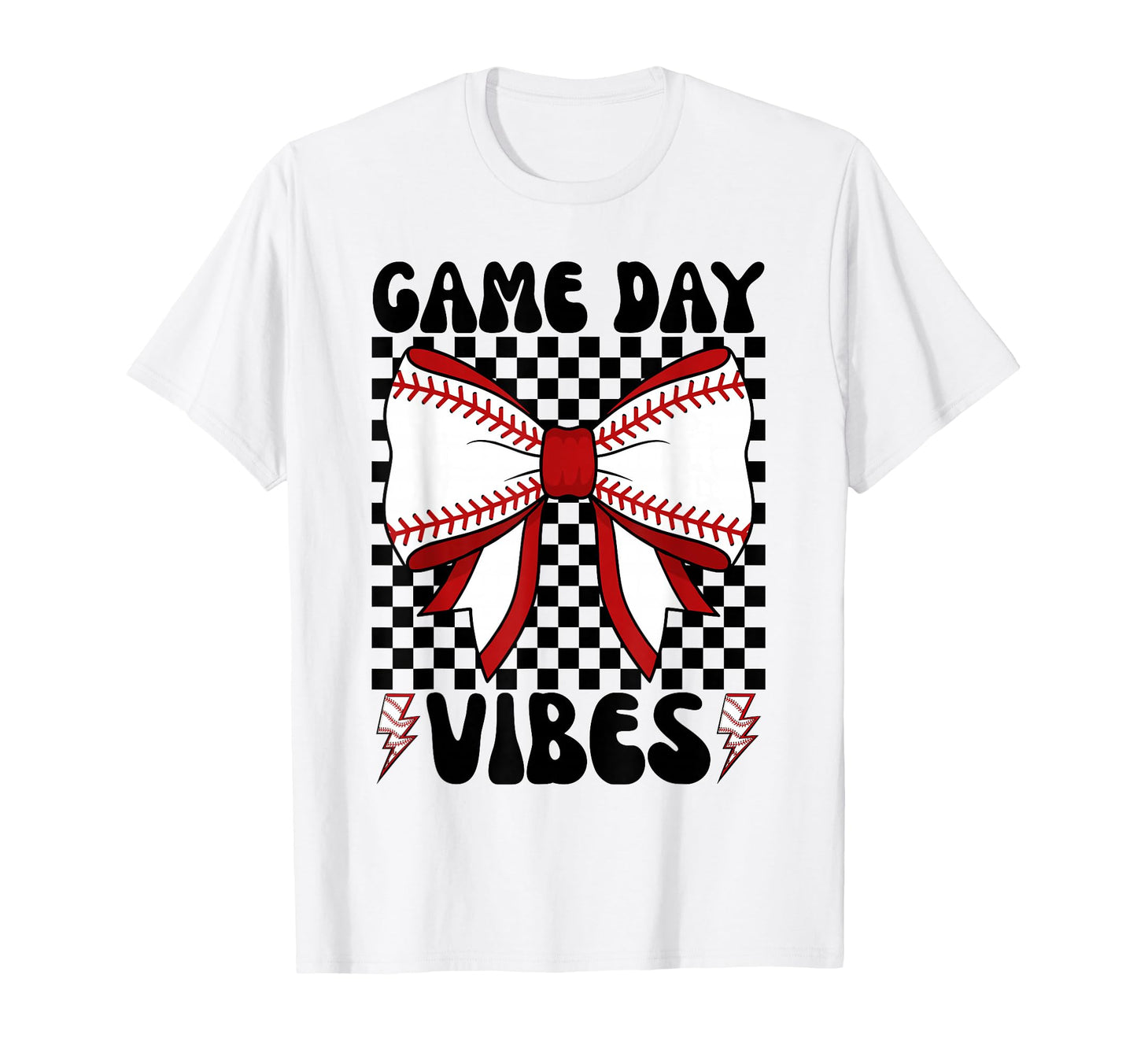 Game Day Vibes Coquette Bow Baseball Mama T-Shirt - Graphic Print Unisex - T-Shirt, Sweatshirt, Hoodie