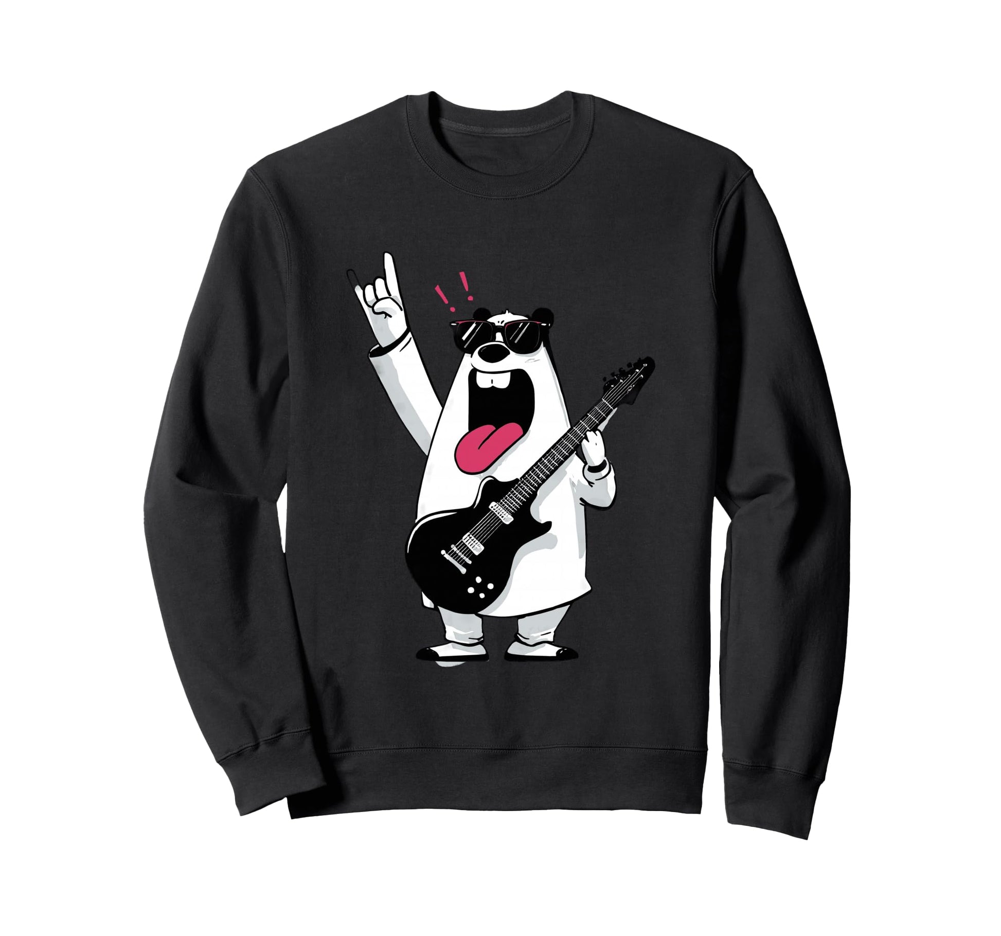 Funny Bear Guitarist Music Lover Sweatshirt - Minimalist Print for Adults - T-Shirt, Sweatshirt, Hoodie