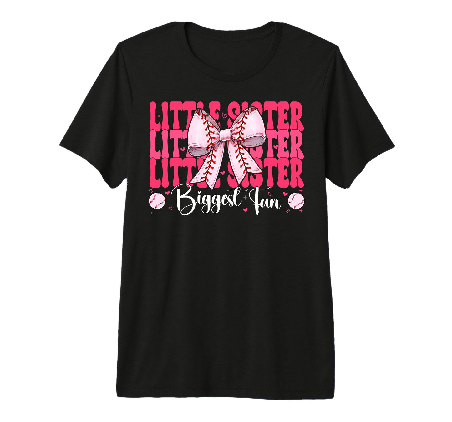 Baseball Sister Coquette Bow Little T-Shirt - Novelty Apparel Men Women - T-Shirt, Sweatshirt, Hoodie
