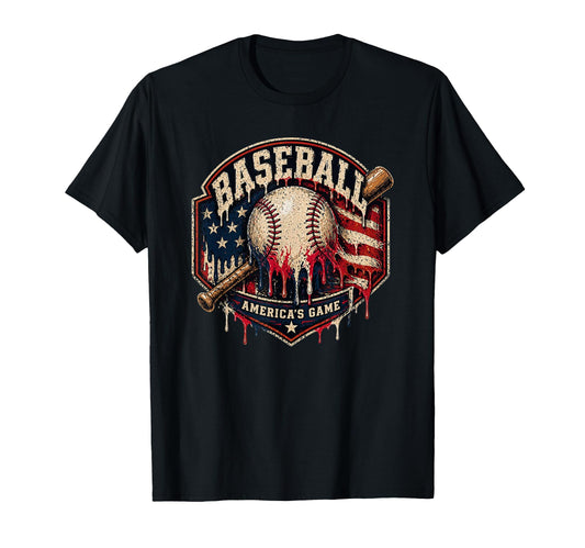 Baseball Americas Game Usa Flag Bat T-Shirt - Novelty Apparel Unisex - T-Shirt, Sweatshirt, Hoodie