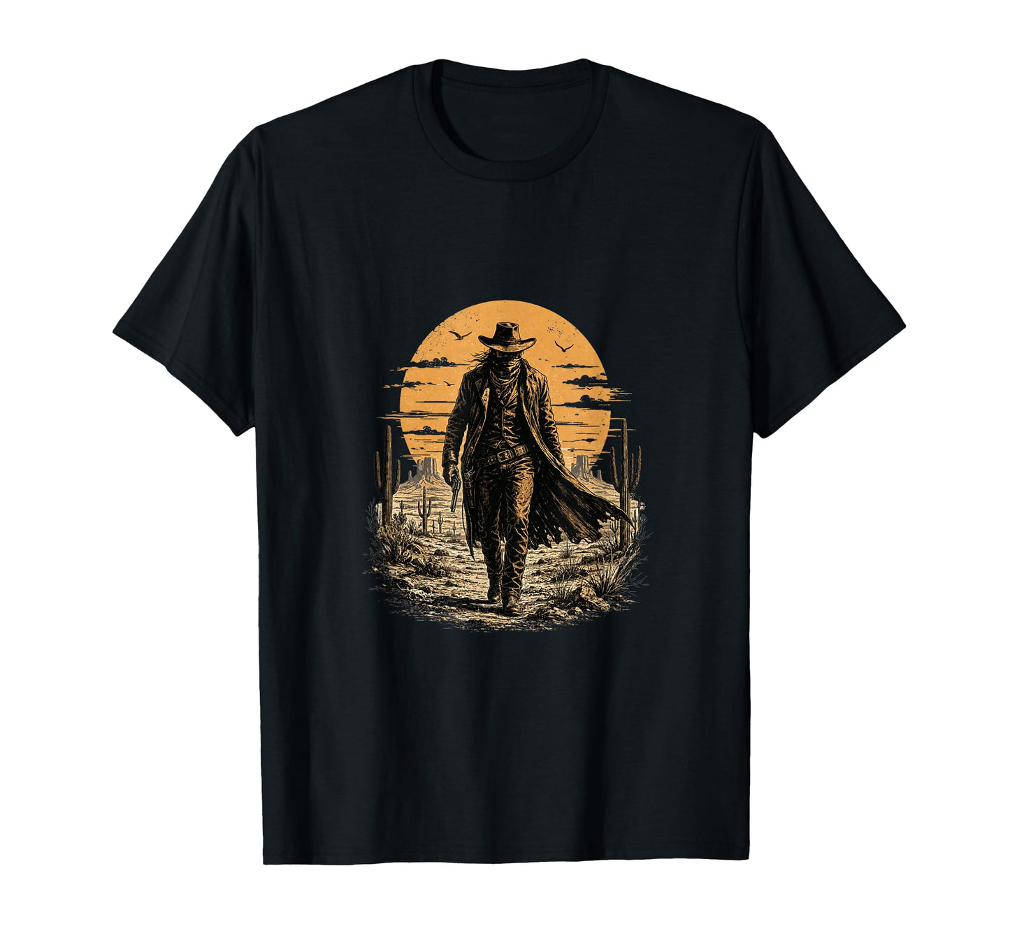 Desert Outlaw Cowboy Sunset Western T-Shirt - Minimalist Print Men Women - T-Shirt, Sweatshirt, Hoodie