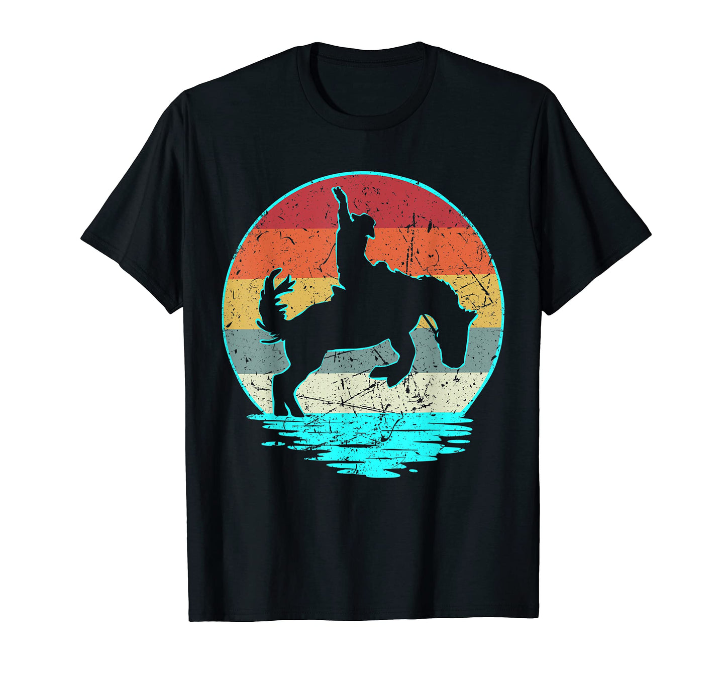 Rodeo Bucking Bronco Horse 70S Cowboy T-Shirt - Minimalist Print for Adults - T-Shirt, Sweatshirt, Hoodie