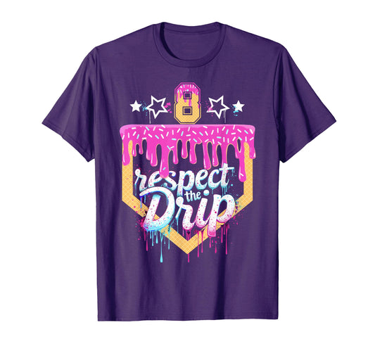 Baseball 8 Year Old Birthday Ice T-Shirt - Minimalist Print Men Women - T-Shirt, Sweatshirt, Hoodie