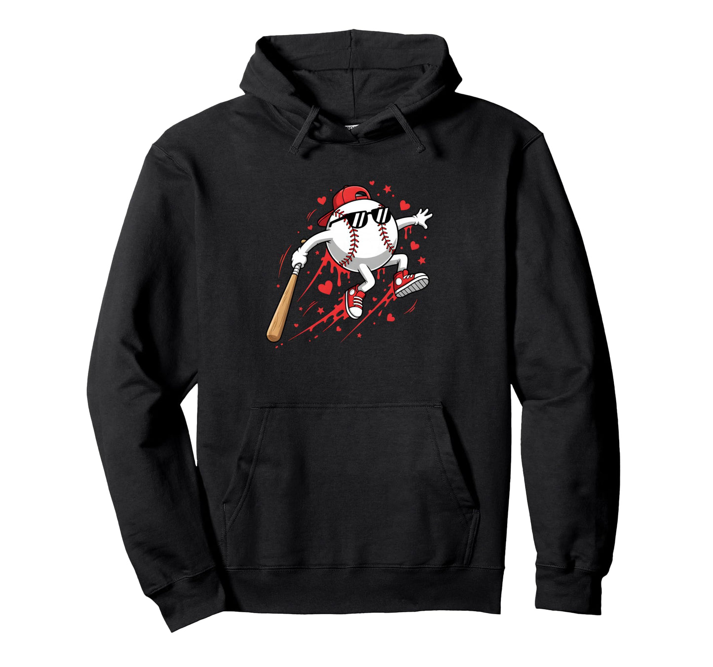 Funny Baseball Player Cartoon Batter Hoodie - Minimalist Print Unisex - T-Shirt, Sweatshirt, Hoodie