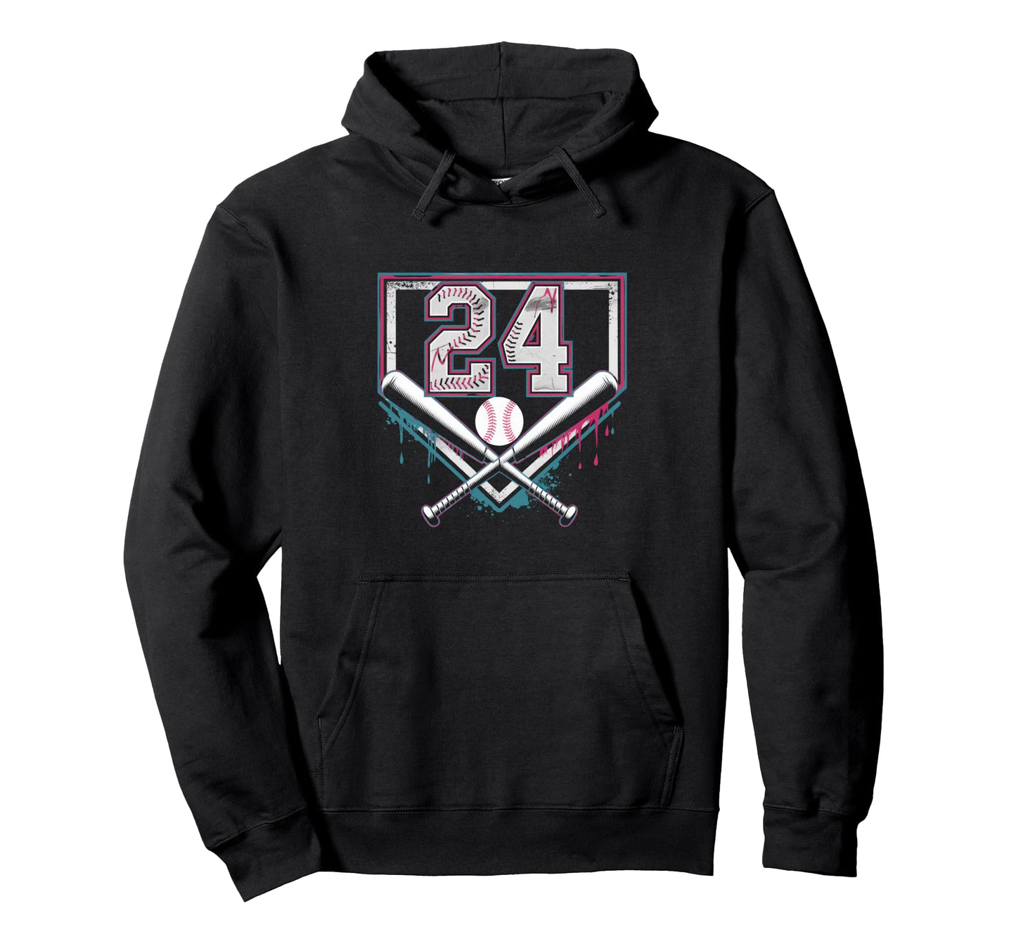 24Th Birthday Baseball Home Ice Hoodie - Fun Novelty Design for Adults - T-Shirt, Sweatshirt, Hoodie