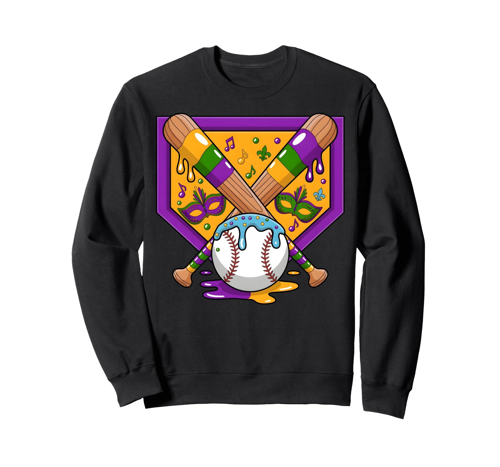 Mardi Gras Baseball Party Sweatshirt - Casual Everyday Wear for Adults - T-Shirt, Sweatshirt, Hoodie