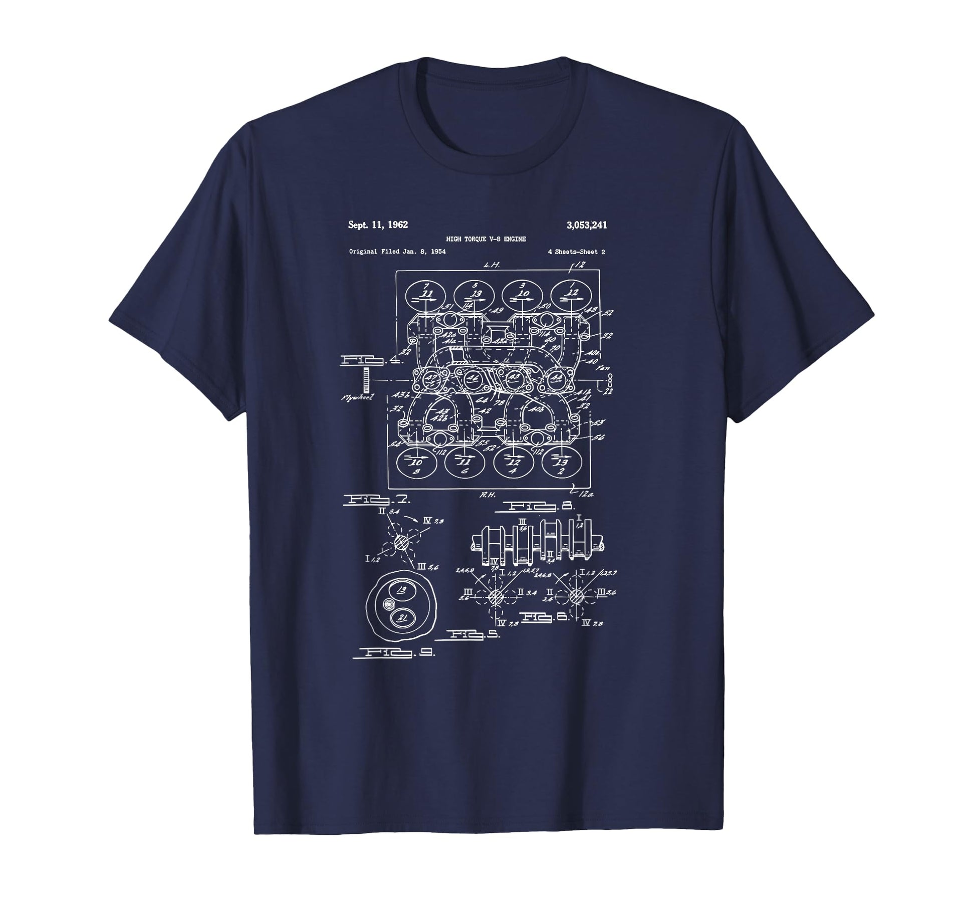 Engine Block Blueprint Diagram Mens T-Shirt - Aesthetic Graphic for Adults - T-Shirt, Sweatshirt, Hoodie