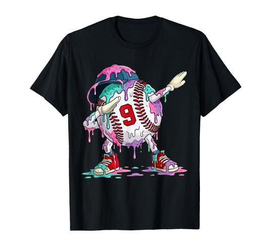 Baseball 9 Year Old Ice Cream Drip 9Th T-Shirt - Novelty Apparel Unisex - T-Shirt, Sweatshirt, Hoodie