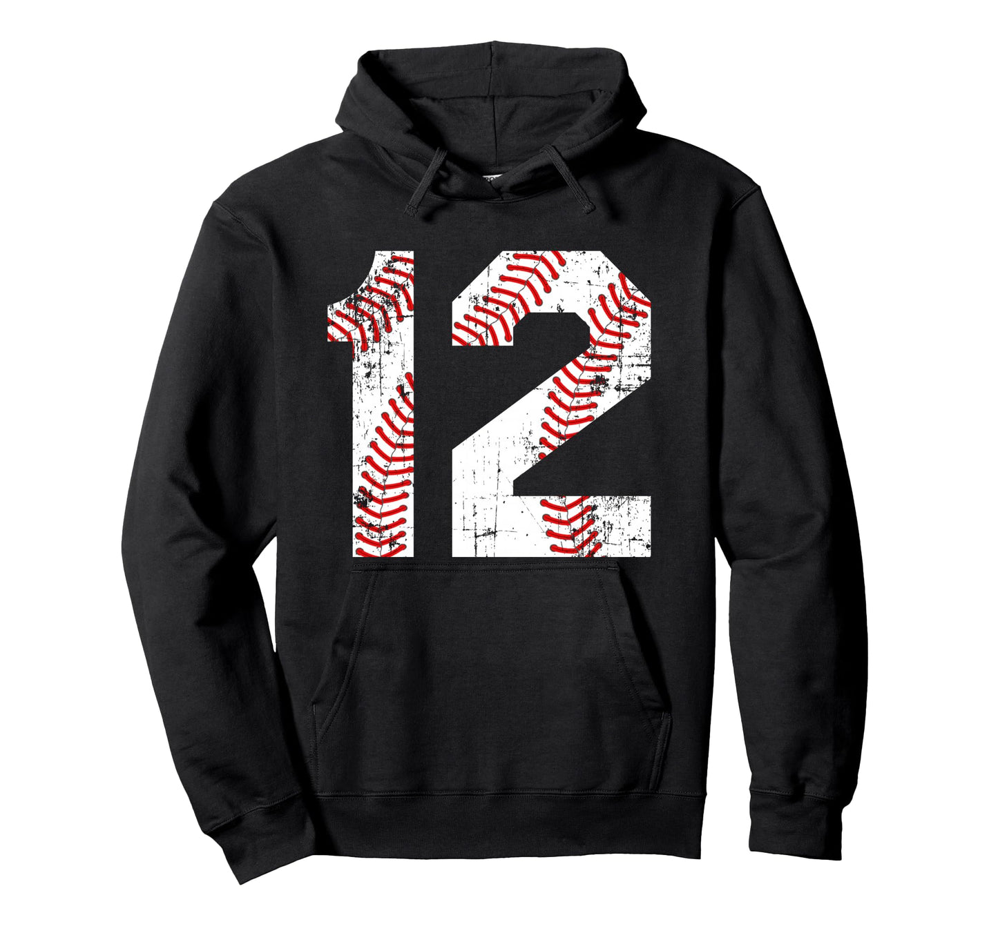 Baseball 12 Jersey Number Hoodie - Casual Everyday Wear Unisex - T-Shirt, Sweatshirt, Hoodie