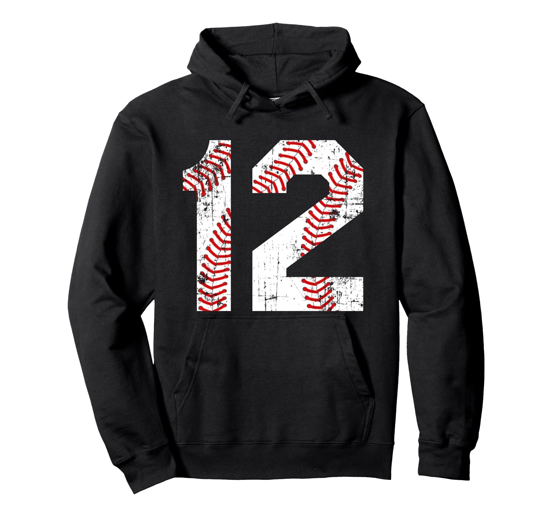 Baseball 12 Jersey Number Hoodie - Casual Everyday Wear Unisex - T-Shirt, Sweatshirt, Hoodie