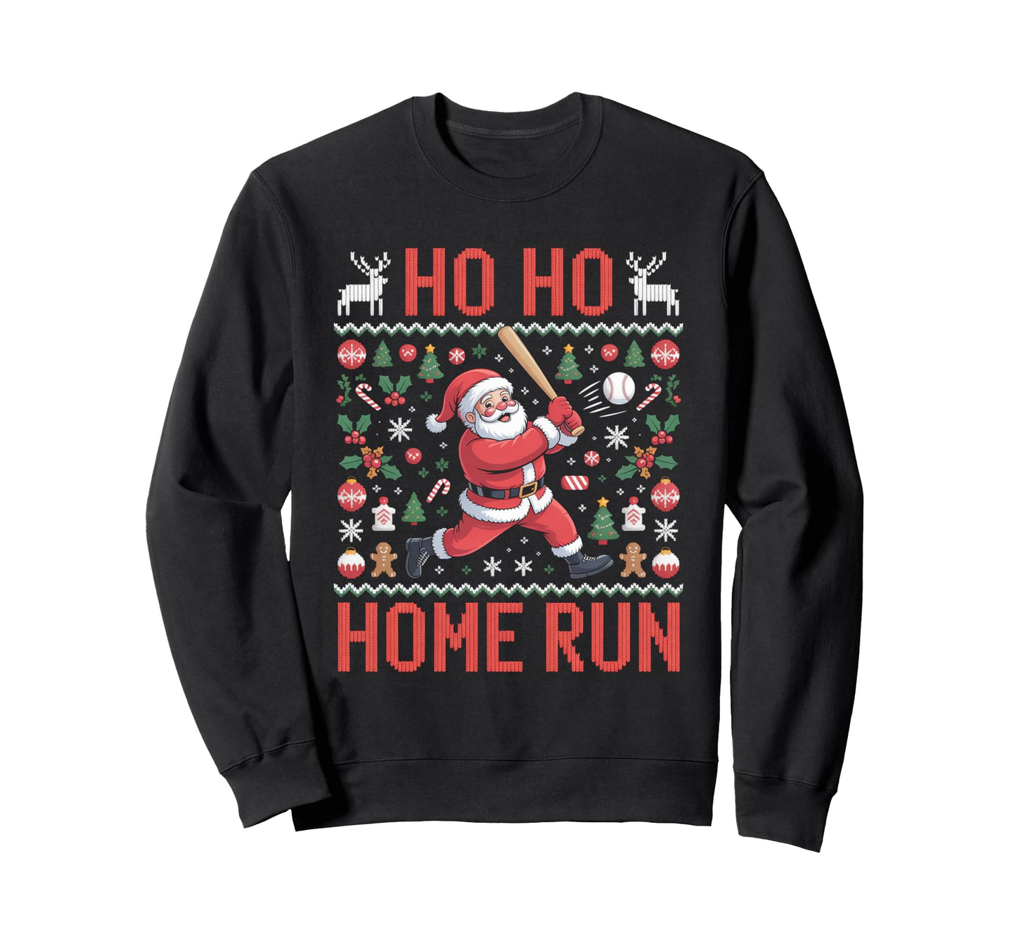 Ho Ho Home Run Baseball Sweatshirt - Novelty Apparel Men Women - T-Shirt, Sweatshirt, Hoodie