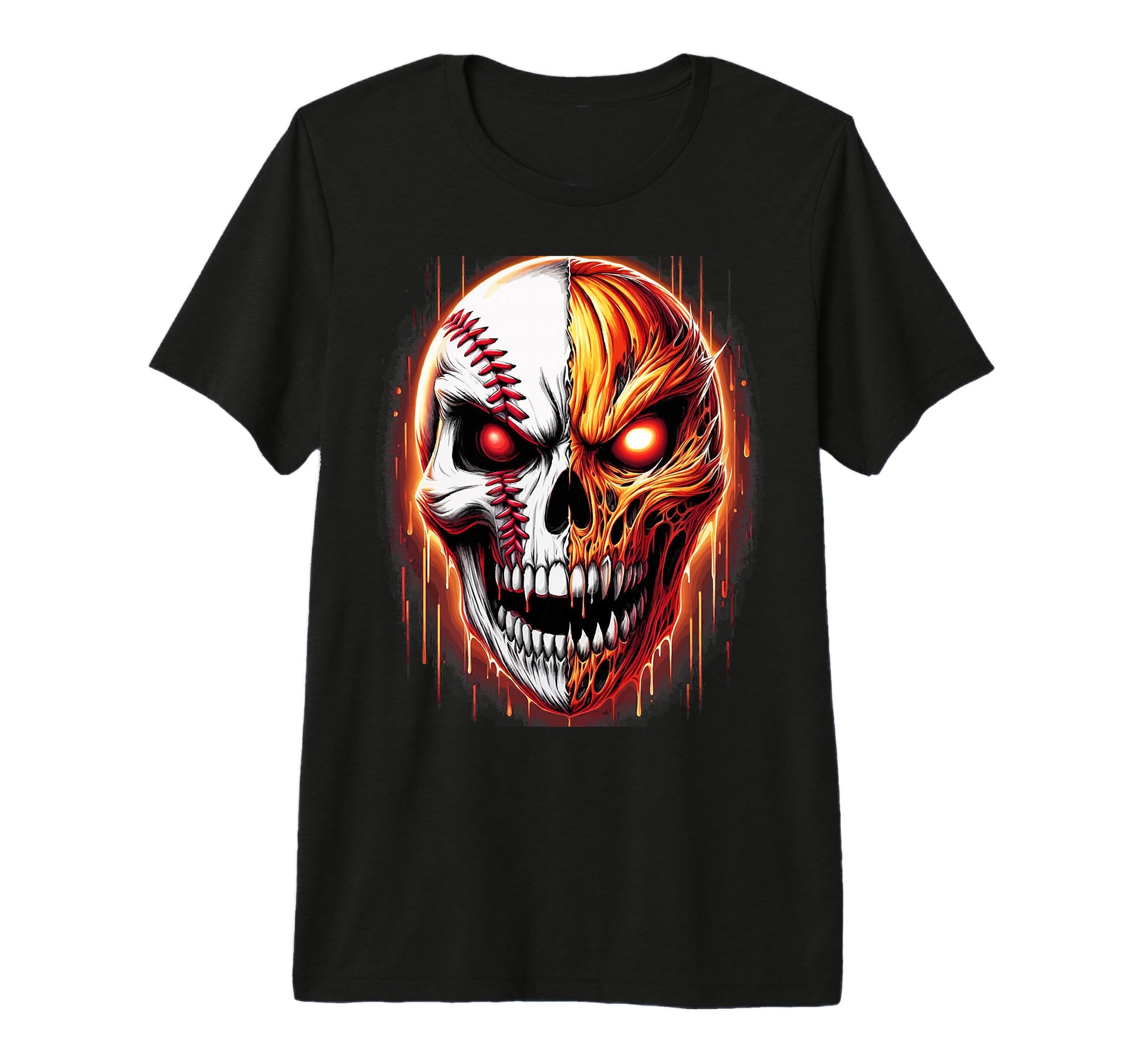 Halloween Skull Baseball Pumpkin Horror T-Shirt - Graphic Print for Adults - T-Shirt, Sweatshirt, Hoodie