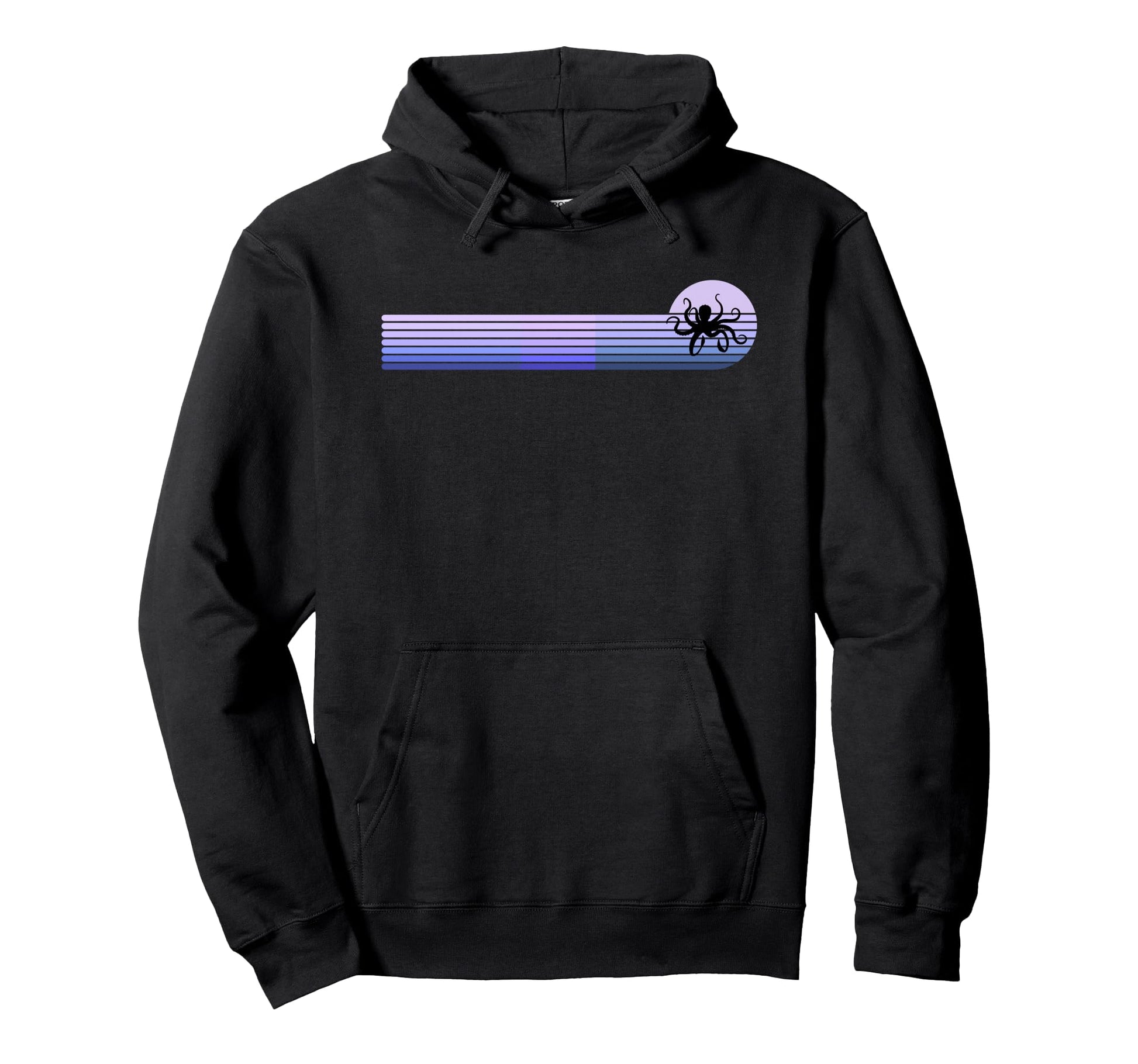 Octopus Ocean Sunset Stripes Hoodie - Graphic Print Unisex - T-Shirt, Sweatshirt, Hoodie