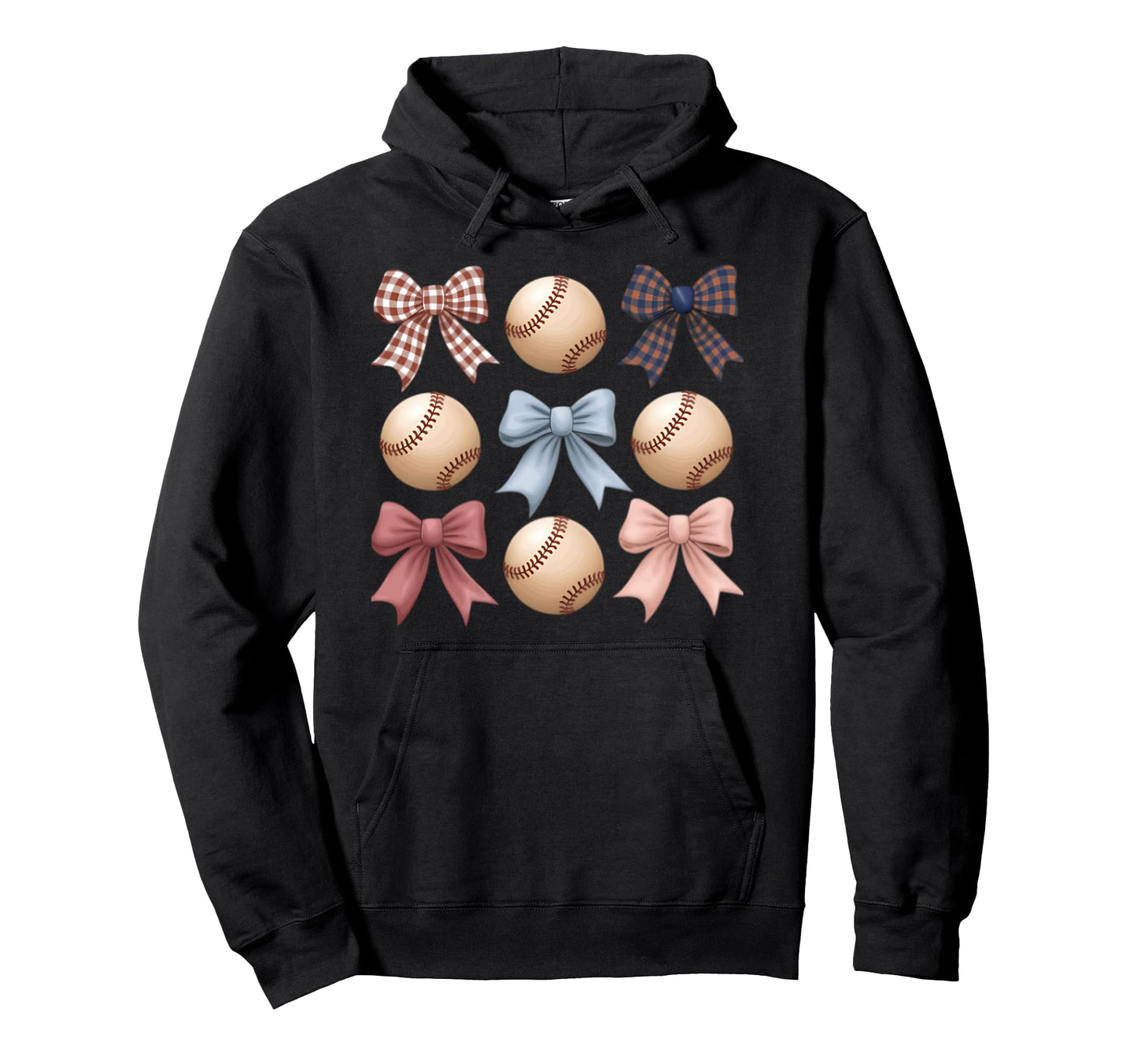Baseball Coquette Bow Mom Sister Hoodie - Minimalist Print for Adults - T-Shirt, Sweatshirt, Hoodie