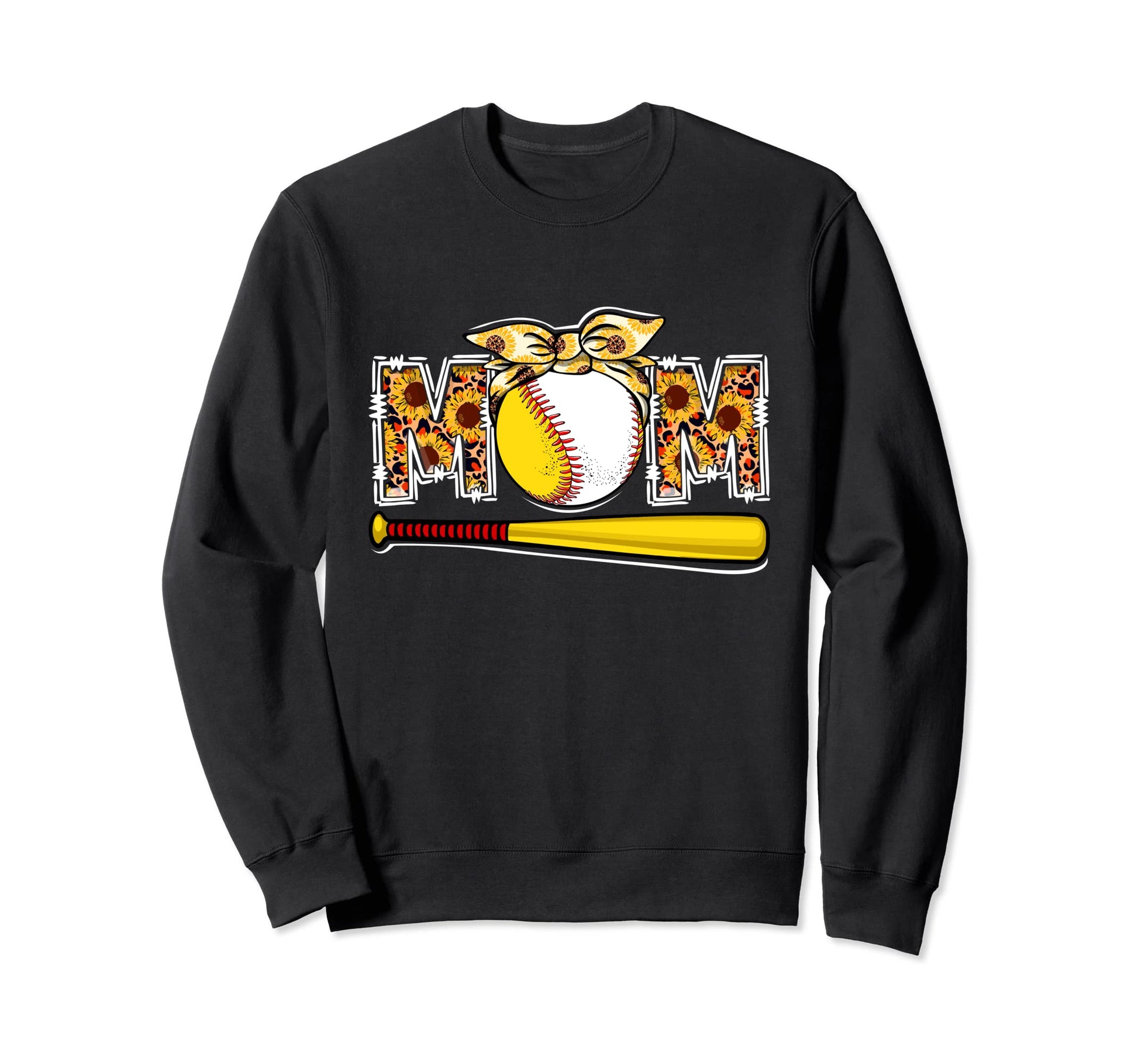 Baseball Mom Leopard Sunflower Sweatshirt - Custom Art Print Unisex - T-Shirt, Sweatshirt, Hoodie