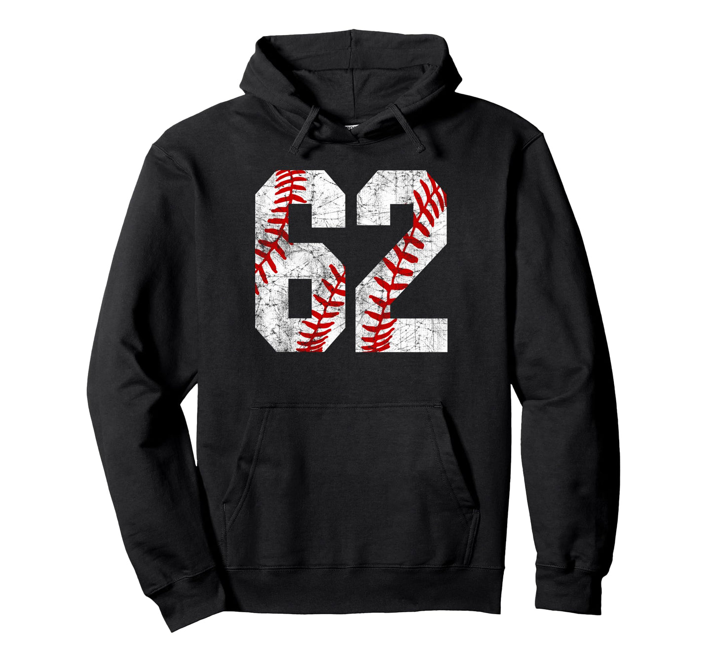 Distressed Baseball Number 62 Jersey Hoodie - Minimalist Print for Adults - T-Shirt, Sweatshirt, Hoodie