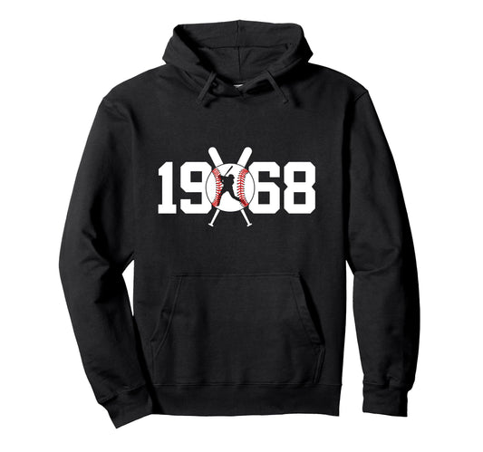 1968 Baseball 57Th Birthday Hoodie - Casual Everyday Wear Men Women - T-Shirt, Sweatshirt, Hoodie