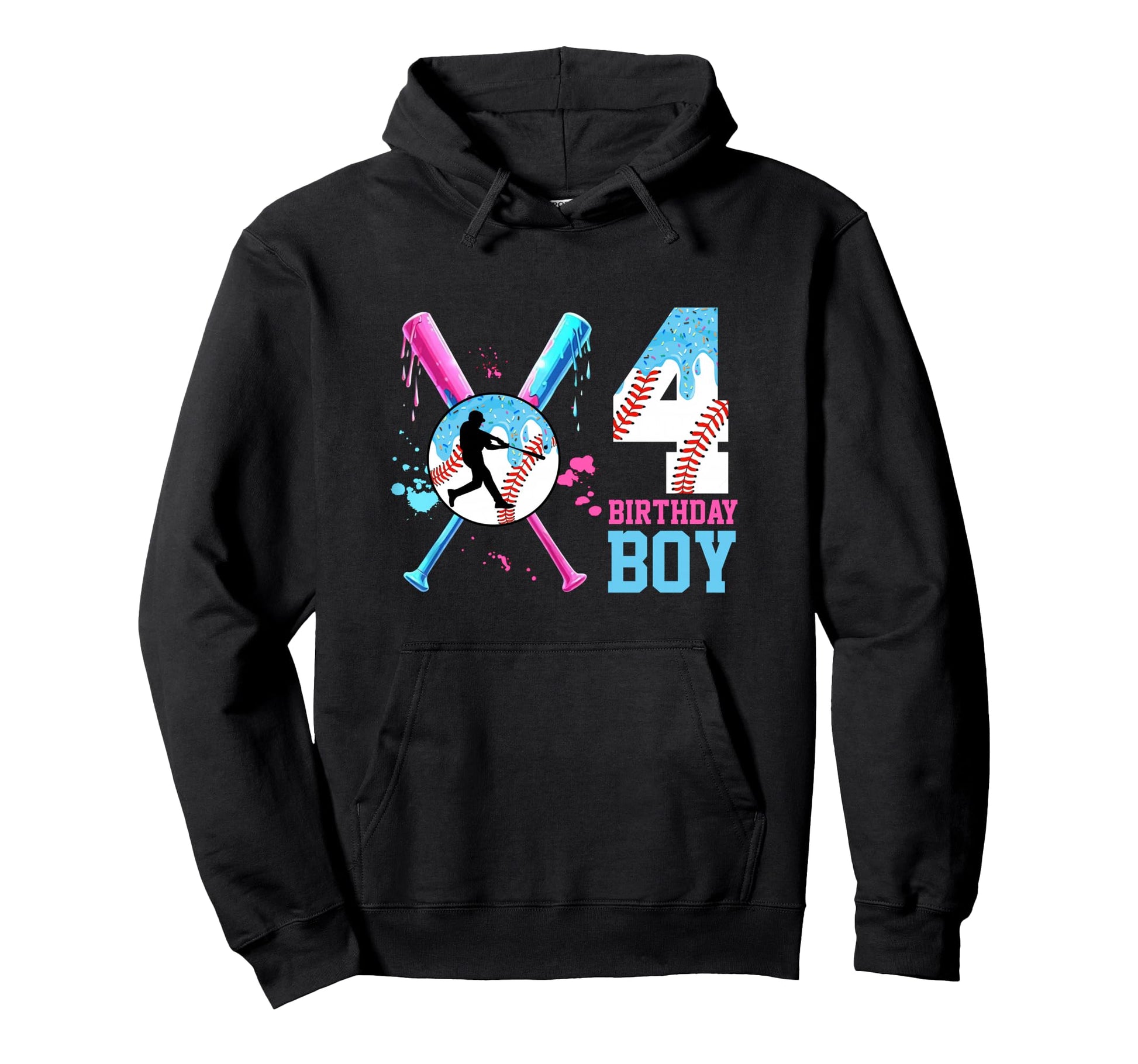 Baseball Ice Cream Drip 4Th Birthday 4 Hoodie - Minimalist Print Men Women - T-Shirt, Sweatshirt, Hoodie