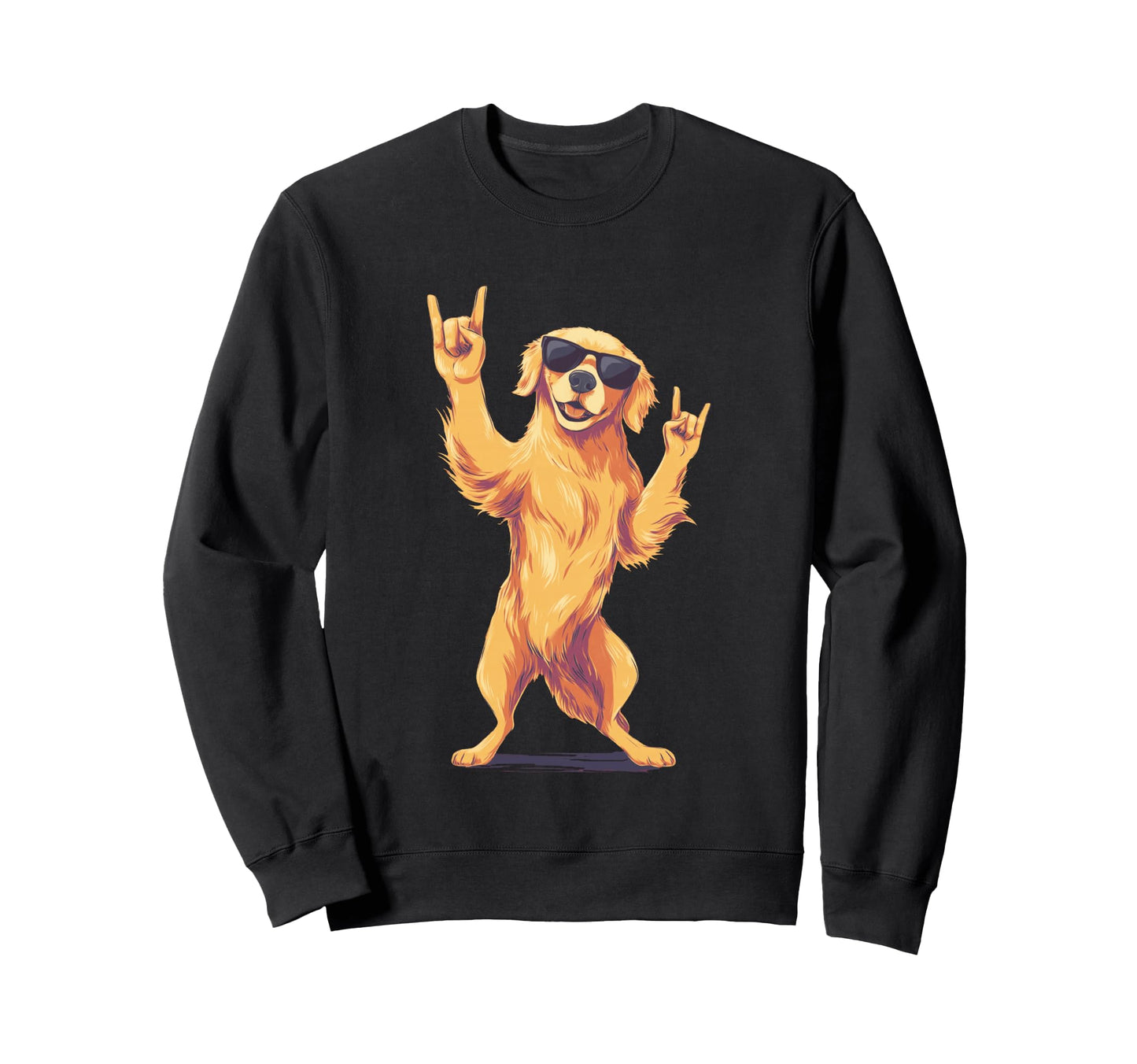 Golden Retriever Double Rock Signs Sweatshirt - Fun Novelty Design Unisex - T-Shirt, Sweatshirt, Hoodie