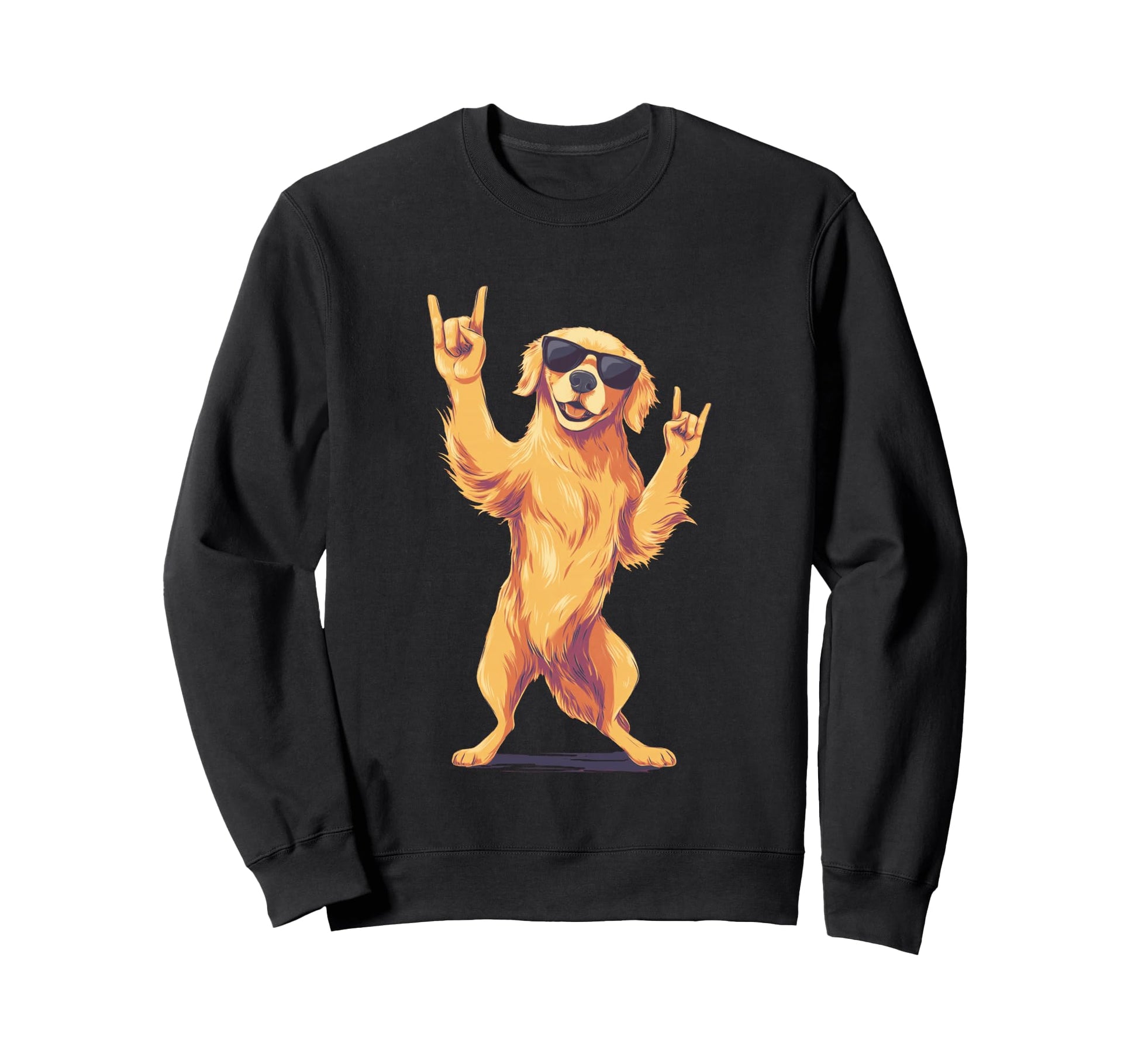Golden Retriever Double Rock Signs Sweatshirt - Fun Novelty Design Unisex - T-Shirt, Sweatshirt, Hoodie