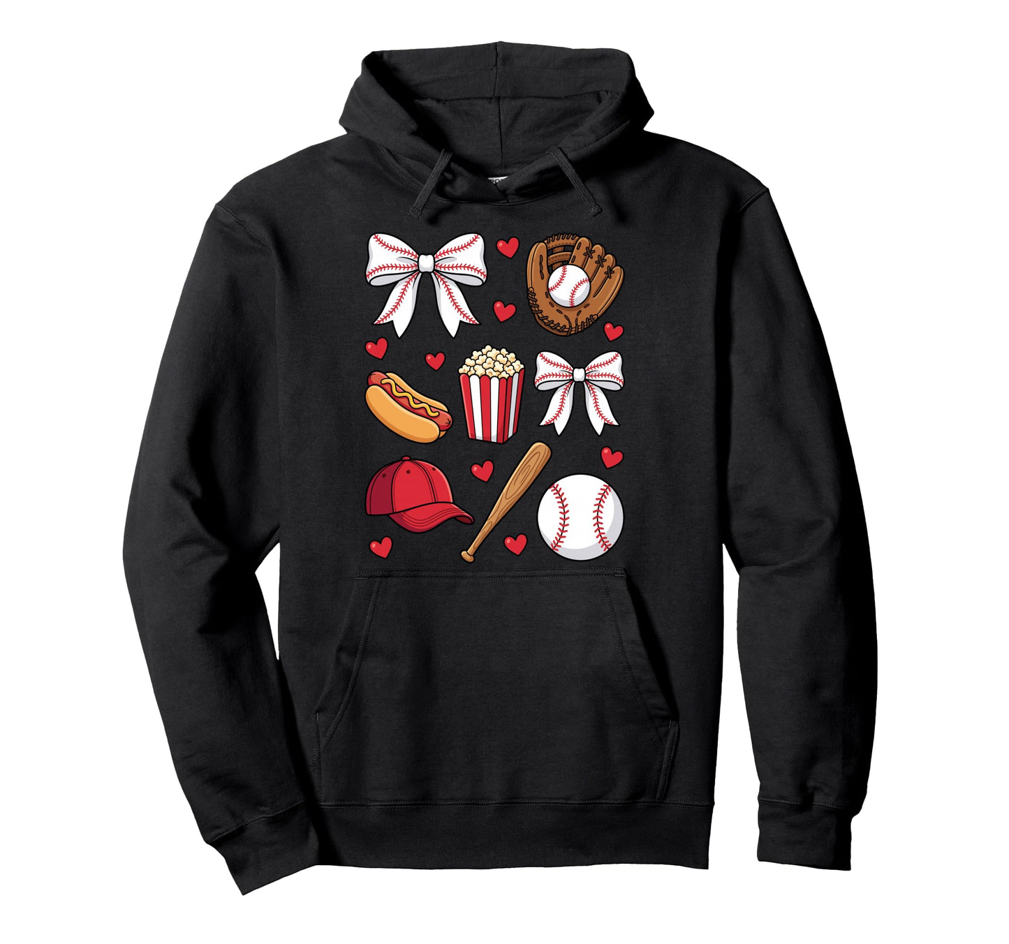 Baseball Coquette Bow Mom Mama Hoodie - Trendy Graphic for Adults - T-Shirt, Sweatshirt, Hoodie