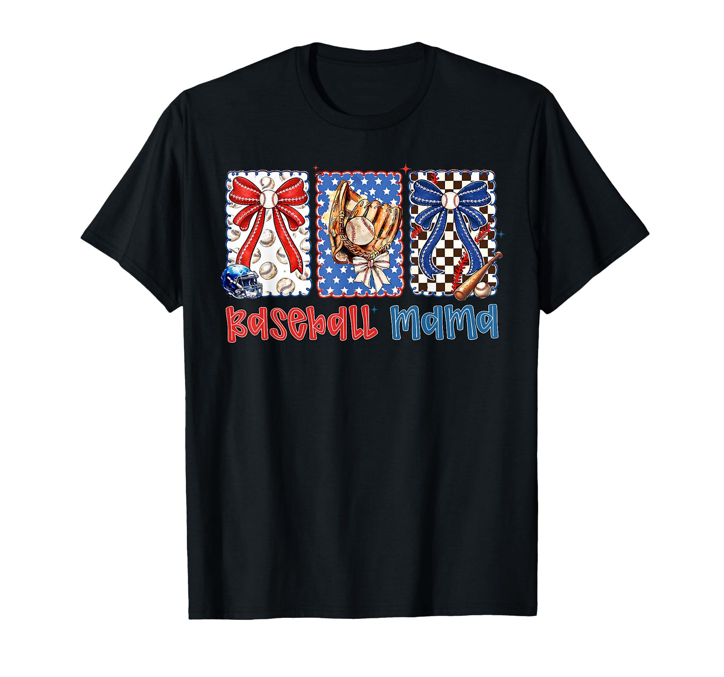 Baseball Mama Bow Sports Game Day T-Shirt - Custom Art Print Unisex - T-Shirt, Sweatshirt, Hoodie