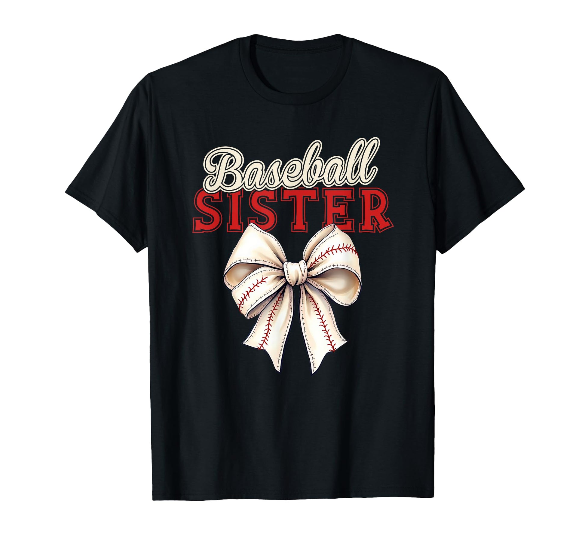 Baseball Sister Coquette Bow Baseball T-Shirt - Trendy Graphic for Adults - T-Shirt, Sweatshirt, Hoodie