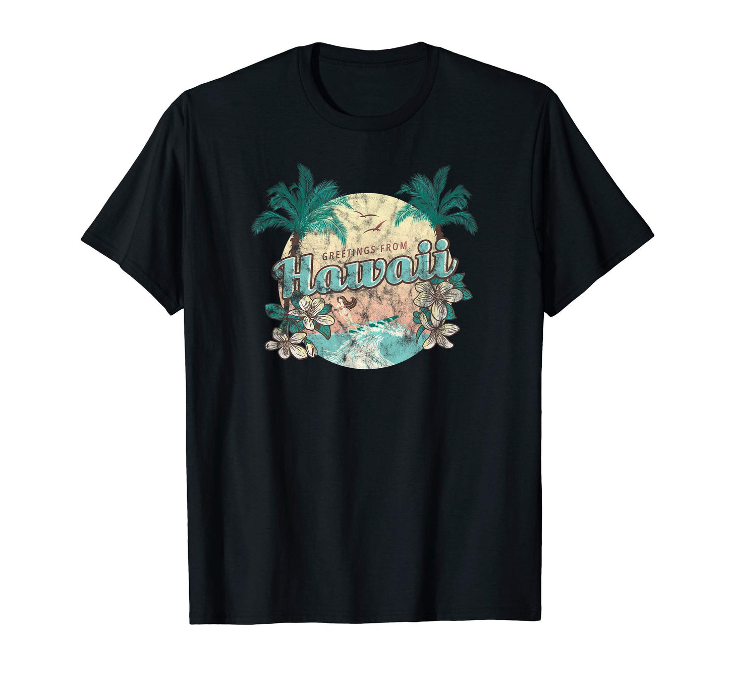 Greetings From Hawaii Blue Summer T-Shirt - Custom Art Print Men Women - T-Shirt, Sweatshirt, Hoodie