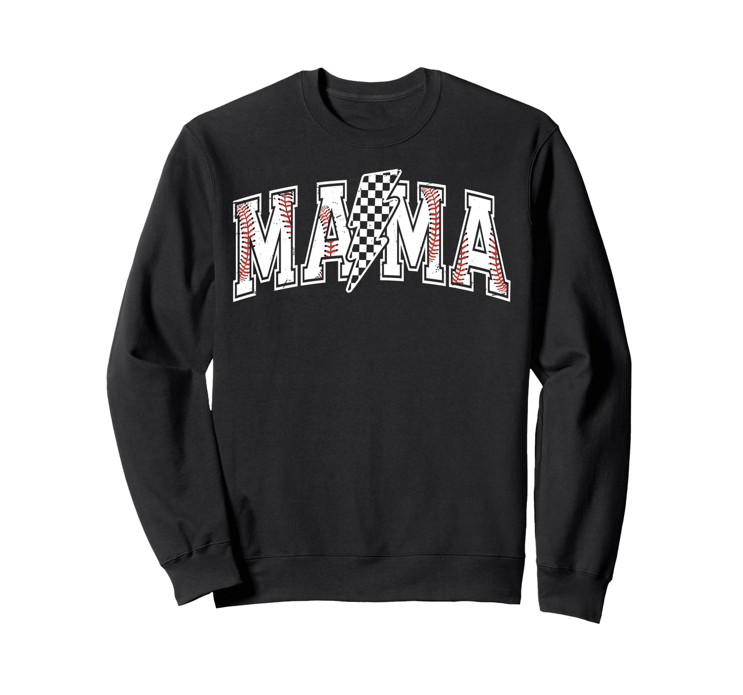 Checkered Baseball Mama Sports Mom Sweatshirt - Graphic Print for Adults - T-Shirt, Sweatshirt, Hoodie