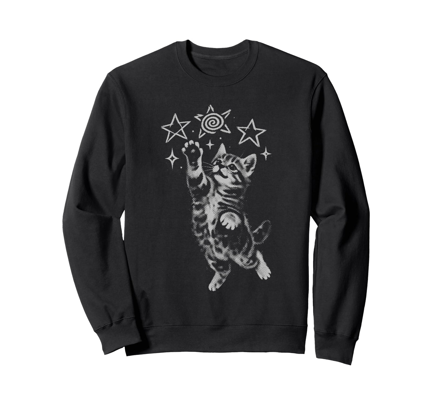 Y2K Cat Jumping Stars Silly 90S 2000S Sweatshirt - Unique Graphic Unisex - T-Shirt, Sweatshirt, Hoodie