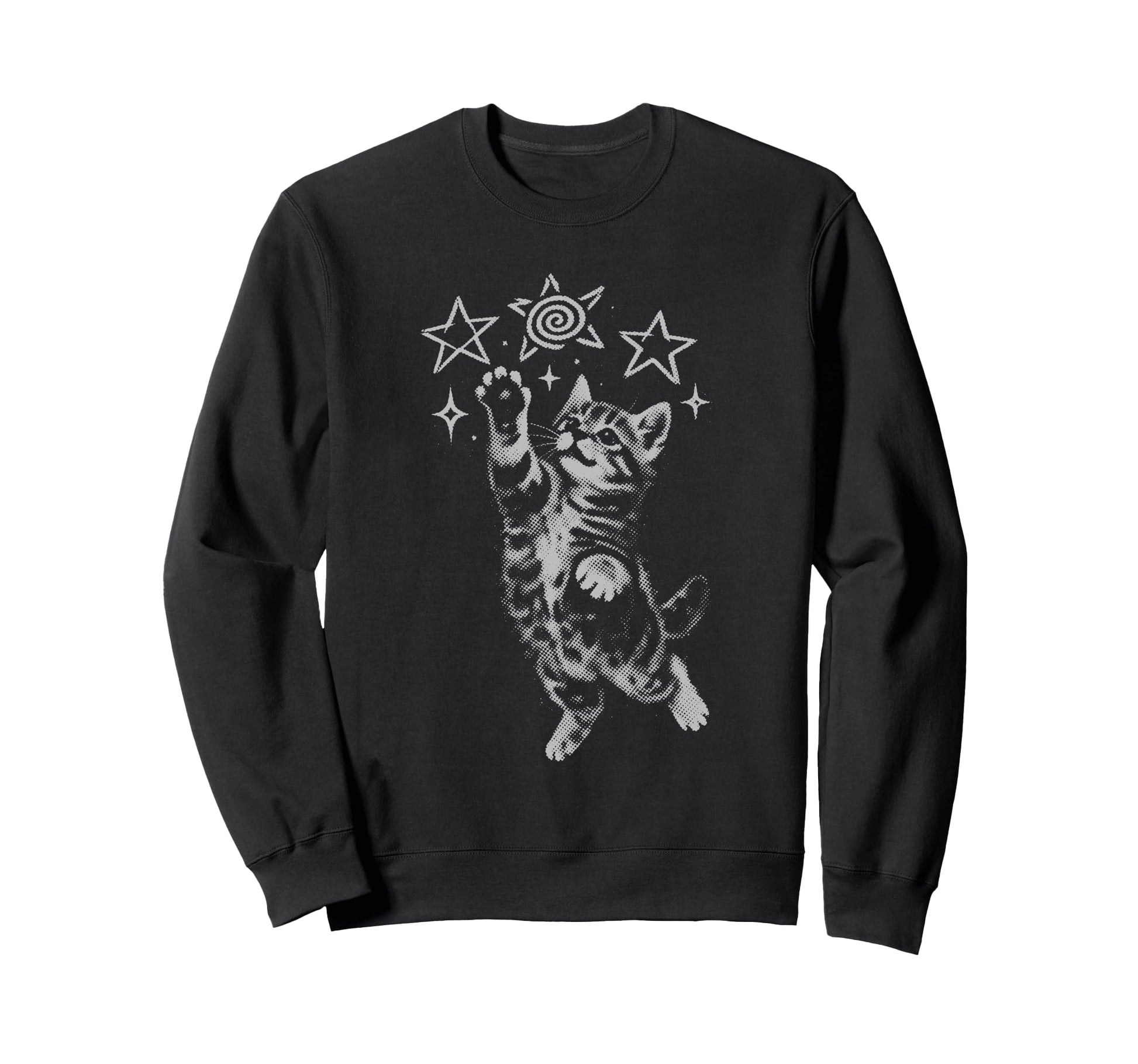 Y2K Cat Jumping Stars Silly 90S 2000S Sweatshirt - Unique Graphic Unisex - T-Shirt, Sweatshirt, Hoodie