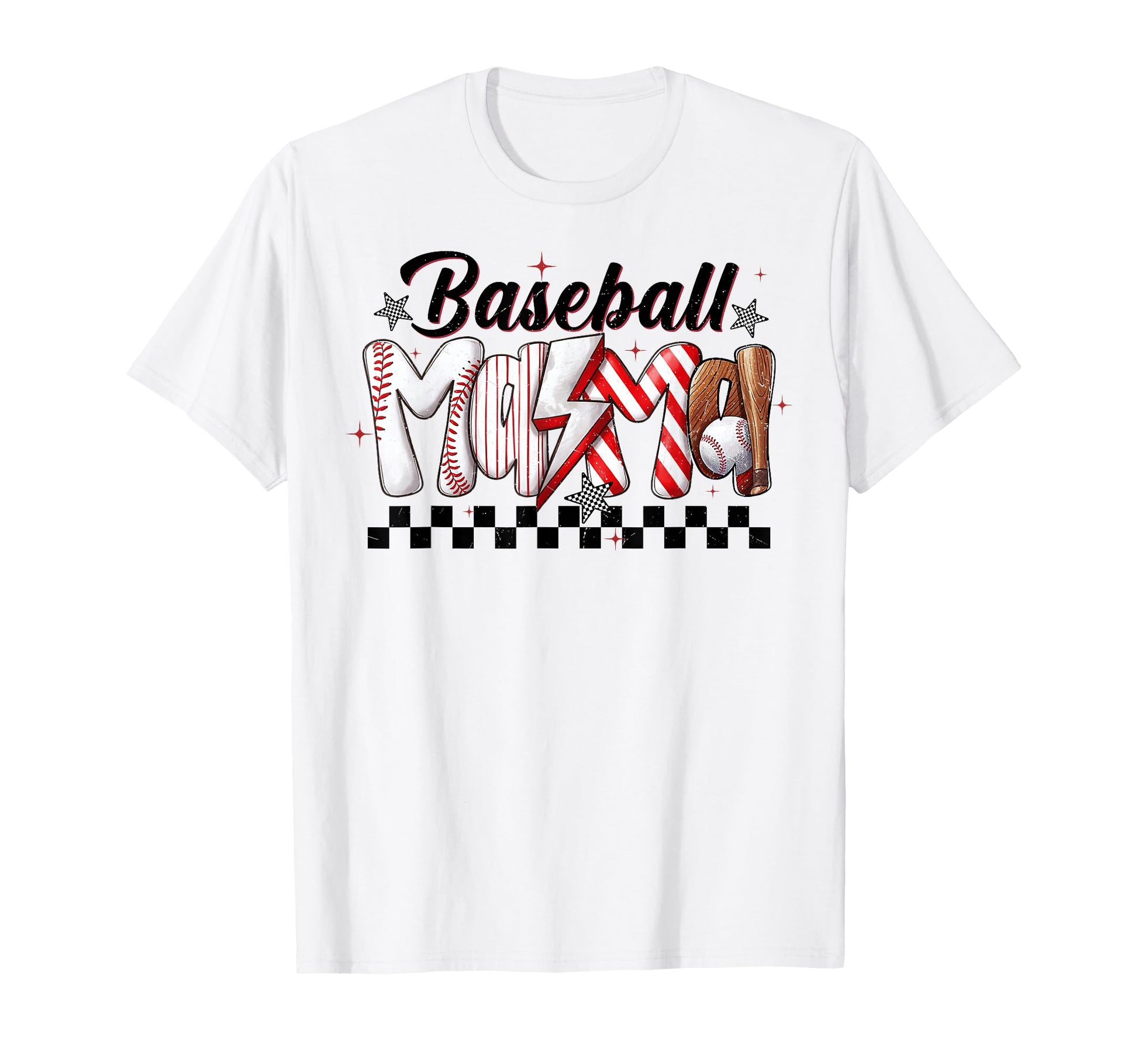 Baseball Mama Lightning Bolt T-Shirt - Custom Art Print Men Women - T-Shirt, Sweatshirt, Hoodie