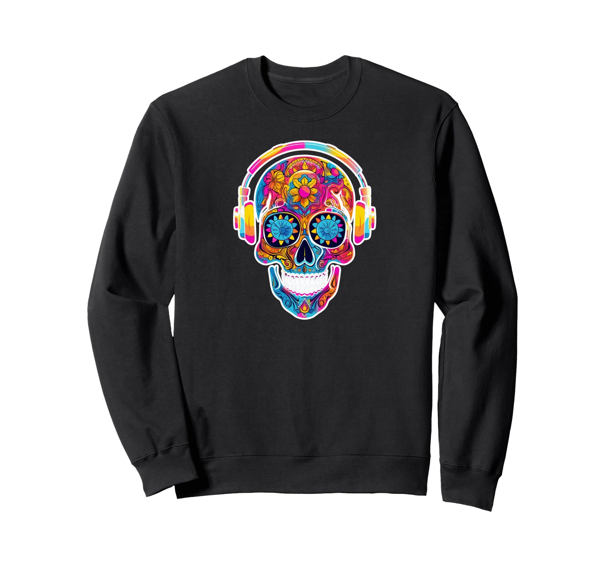 Psychedelic Sugar Skull Sixty Sweatshirt - Graphic Print for Adults - T-Shirt, Sweatshirt, Hoodie