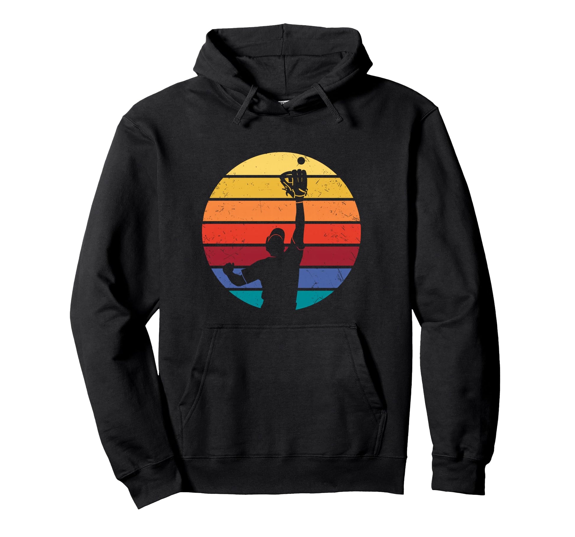 Sunset Baseball Fielder Catching Ball Hoodie - Aesthetic Graphic Unisex - T-Shirt, Sweatshirt, Hoodie