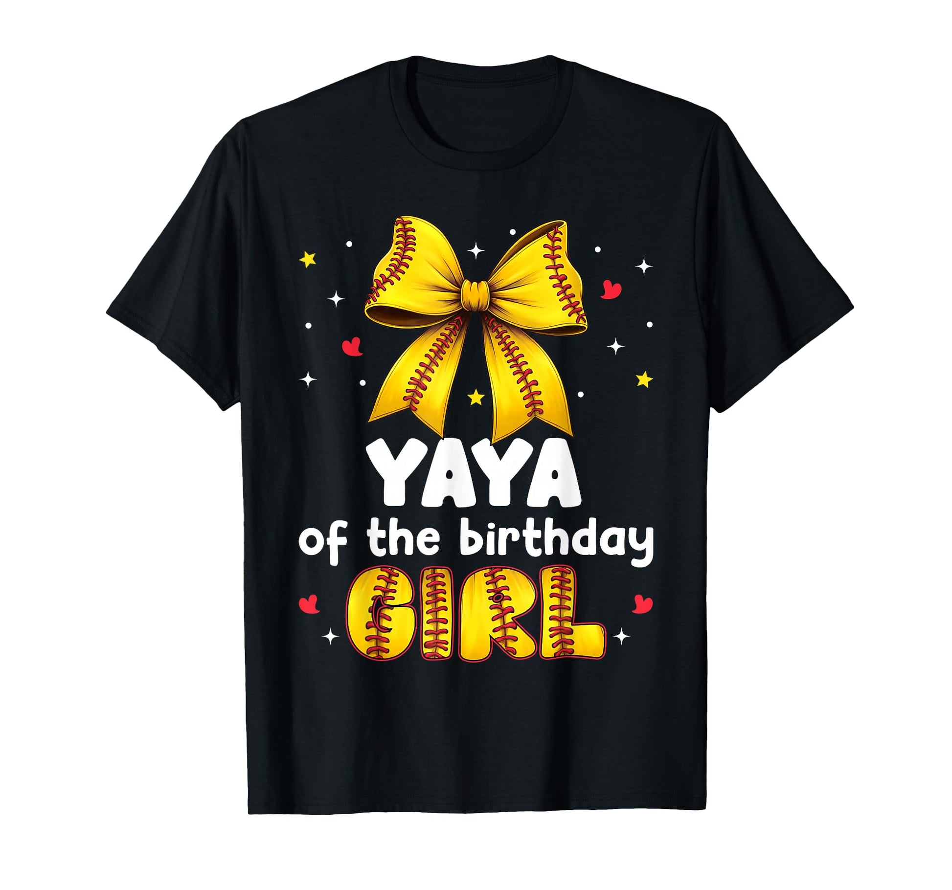 Yaya Birthday Baseball Softball Bow T-Shirt - Aesthetic Graphic for Adults - T-Shirt, Sweatshirt, Hoodie