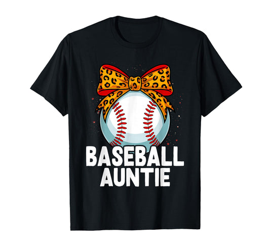 Baseball Auntie Leopard Baseball Heart T-Shirt - Fun Novelty Design Unisex - T-Shirt, Sweatshirt, Hoodie