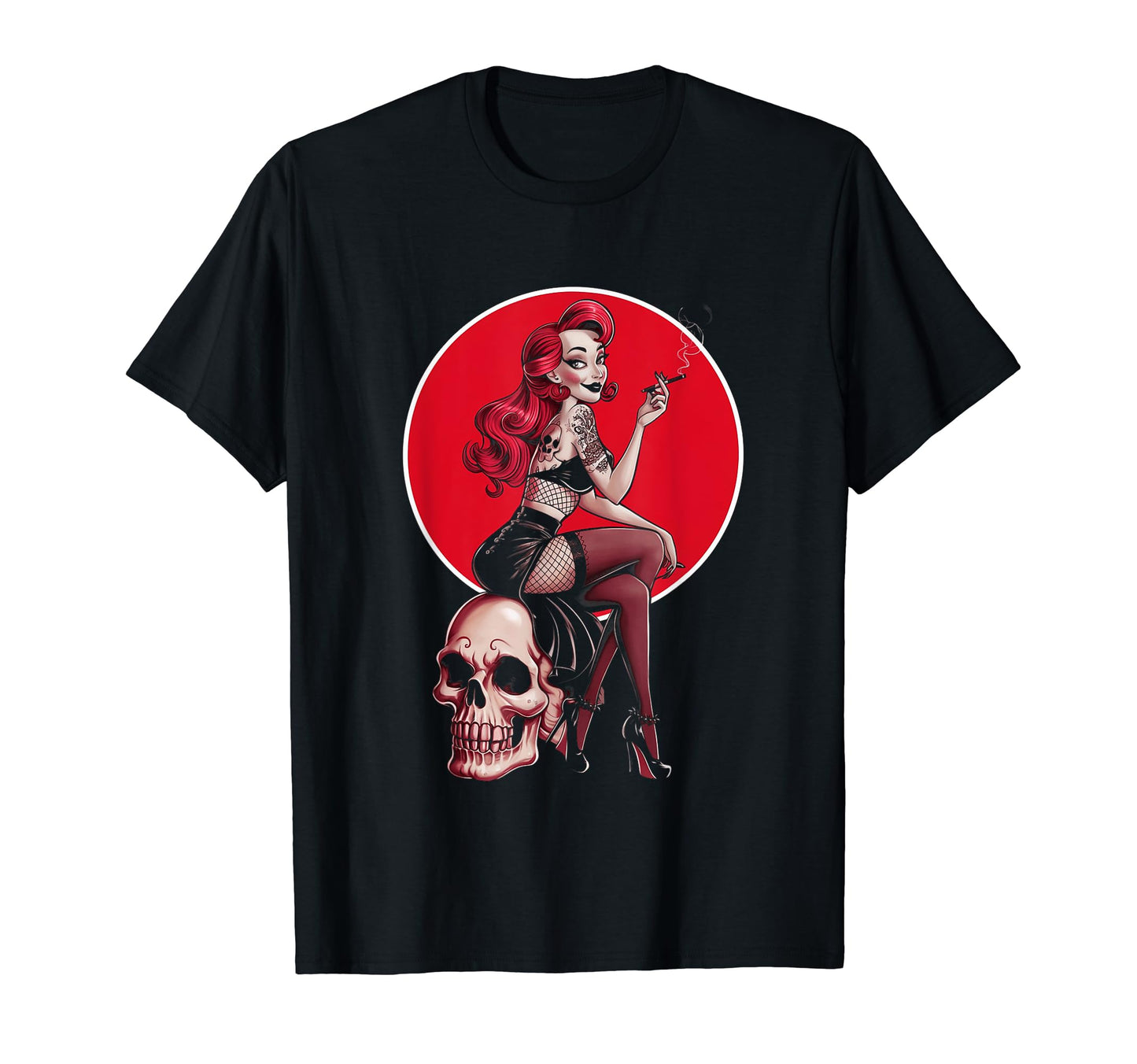 Tattoo Goth Pin Up Skull Horror T-Shirt - Aesthetic Graphic Men Women - T-Shirt, Sweatshirt, Hoodie