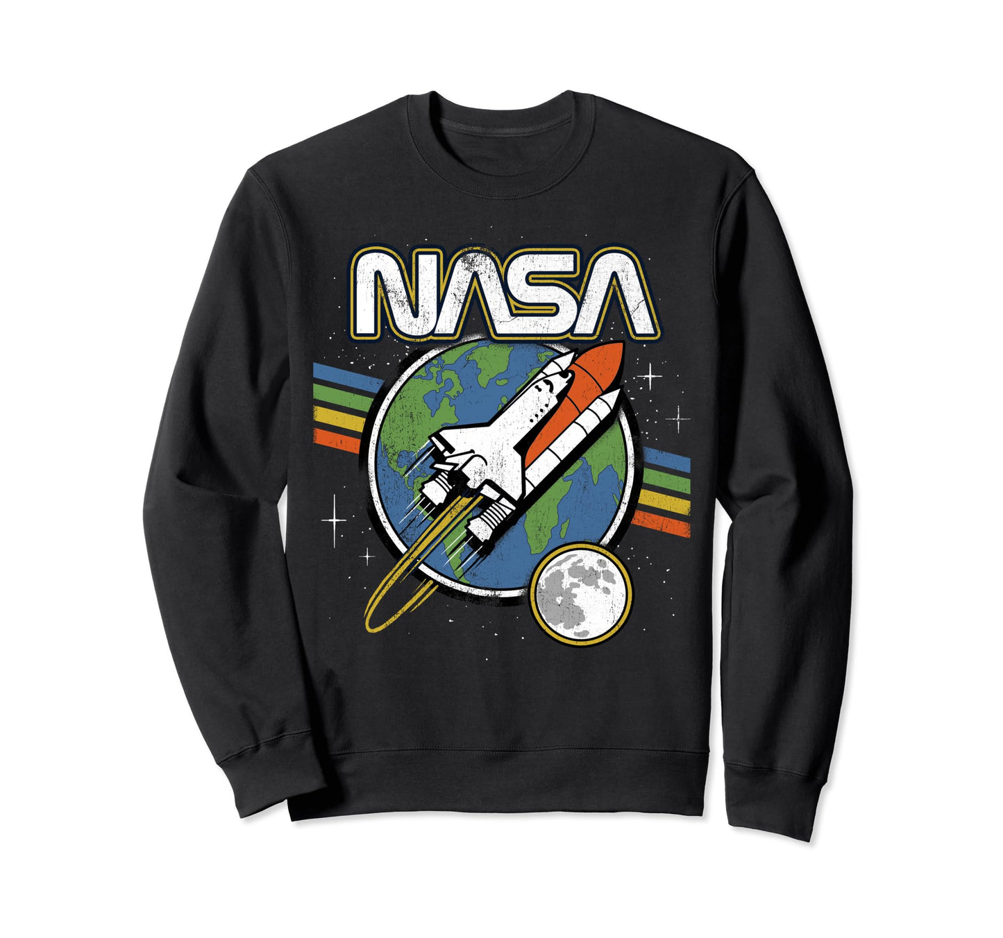 Nasa Blast Off Rainbow Stripes Sweatshirt - Custom Art Print Unisex - T-Shirt, Sweatshirt, Hoodie