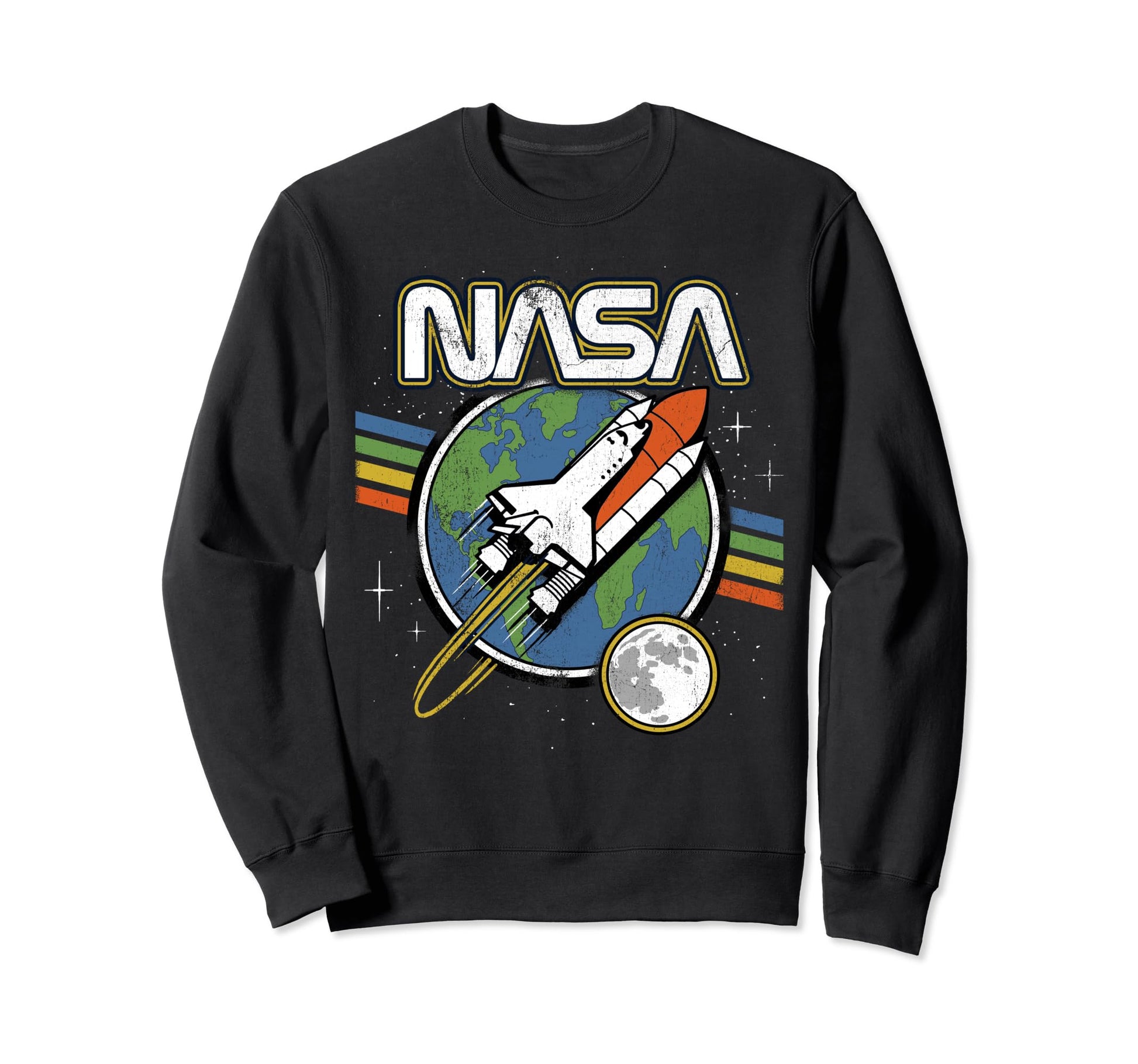 Nasa Blast Off Rainbow Stripes Sweatshirt - Custom Art Print Unisex - T-Shirt, Sweatshirt, Hoodie