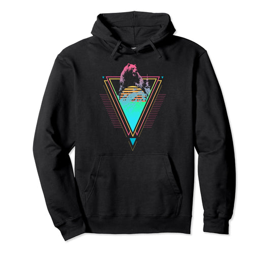 1980S 1990S Synthwave Kodiak Bear Hoodie - Casual Everyday Wear Unisex - T-Shirt, Sweatshirt, Hoodie