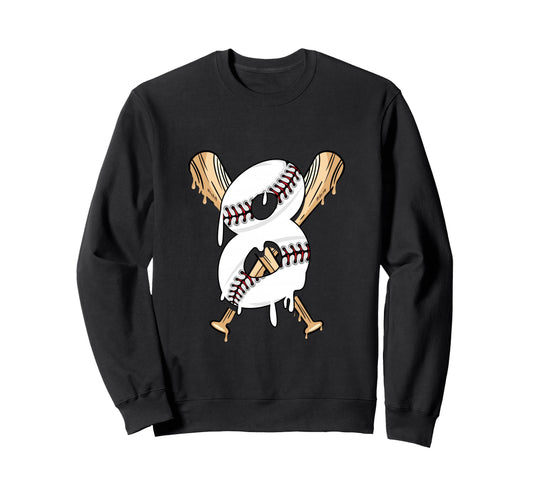 8Th Birthday Baseball Sweatshirt - Streetwear Style for Adults - T-Shirt, Sweatshirt, Hoodie