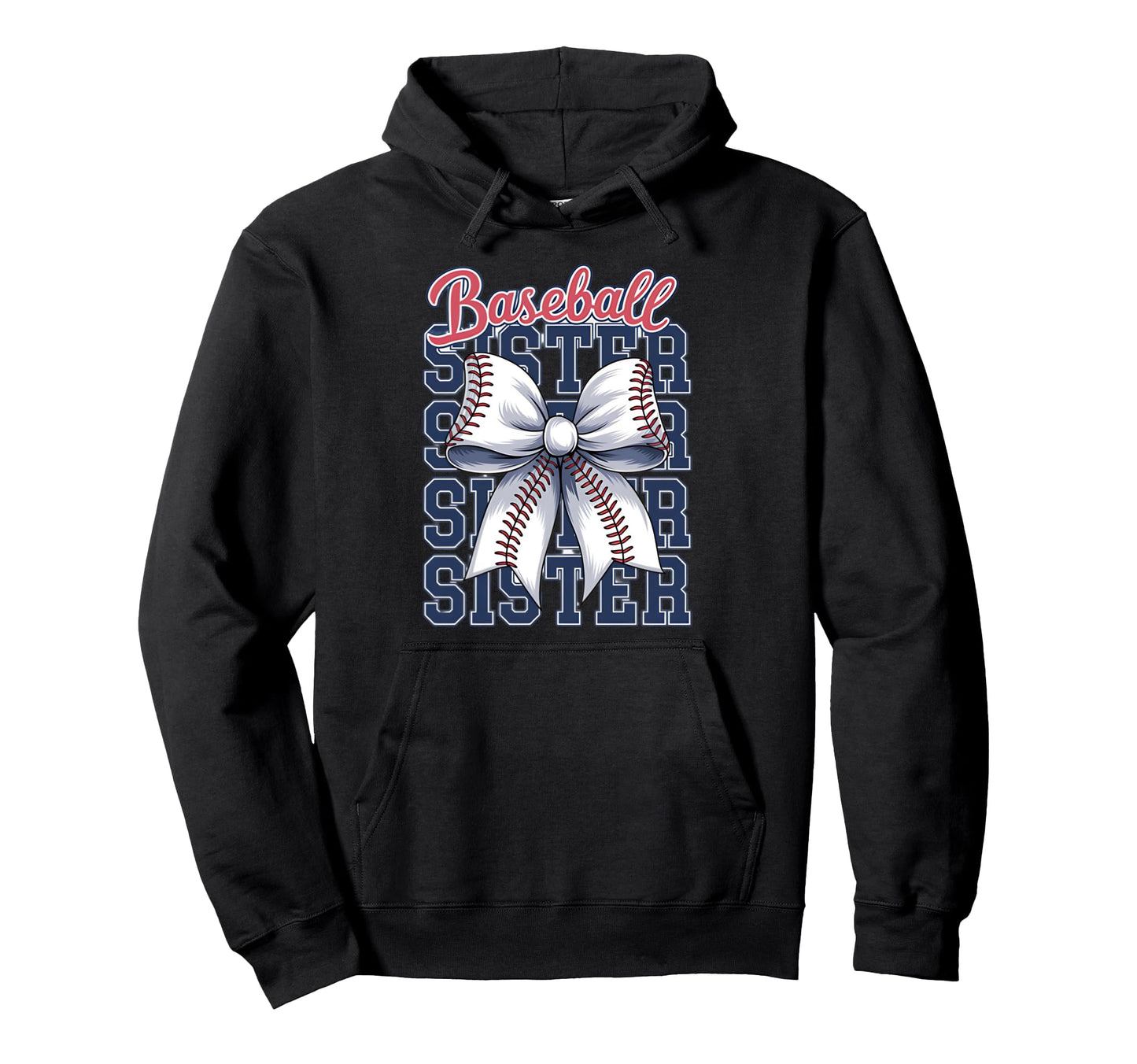 Baseball Sister Coquette Bow Hoodie - Trendy Graphic Unisex - T-Shirt, Sweatshirt, Hoodie
